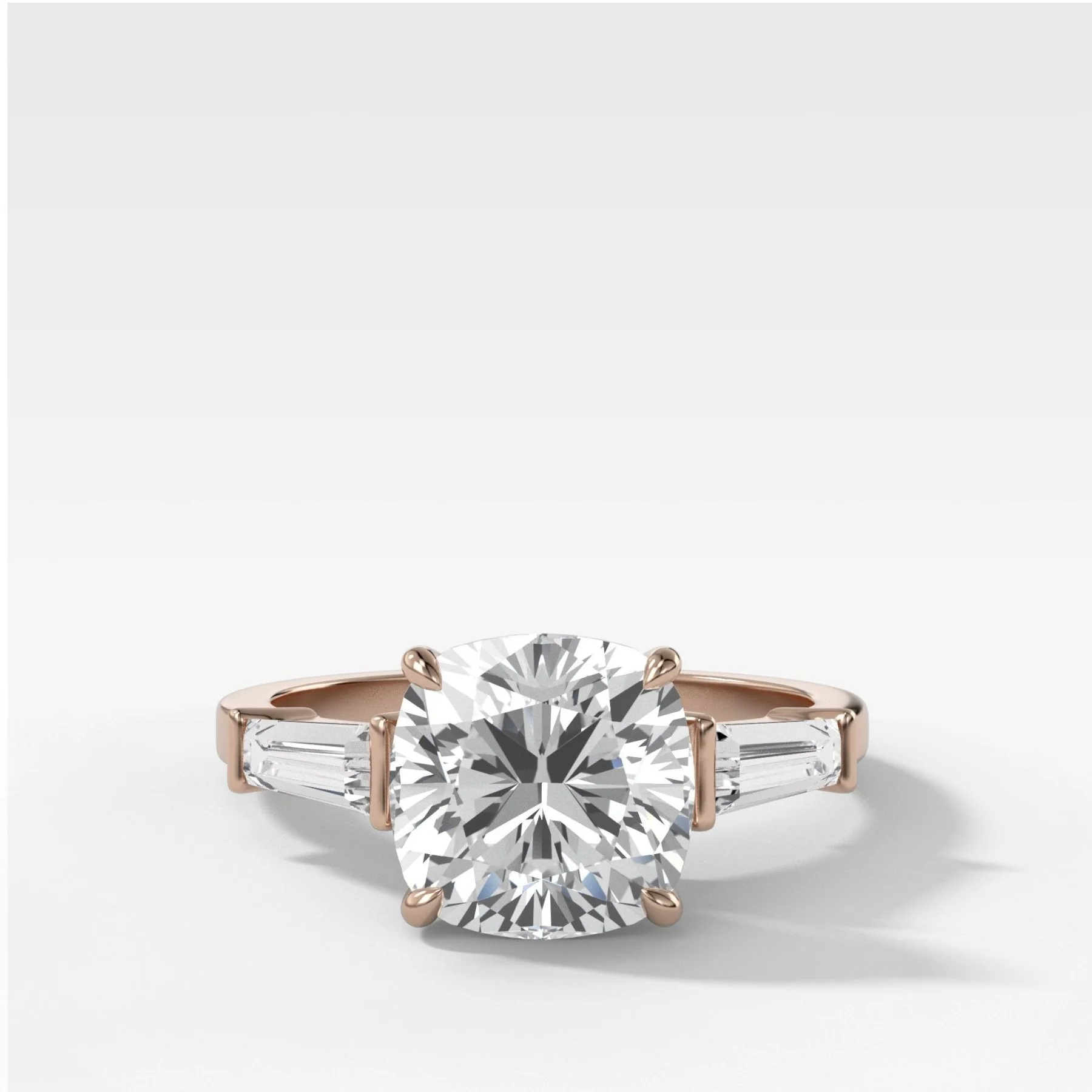 Translunar Tapered Baguette Engagement Ring With Cushion Cut Diamond - Image 5