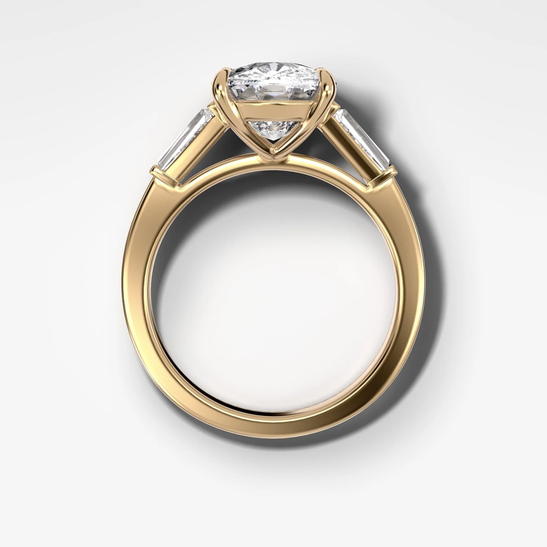 Translunar Tapered Baguette Engagement Ring With Elongated Cushion Cut Diamond - Image 2