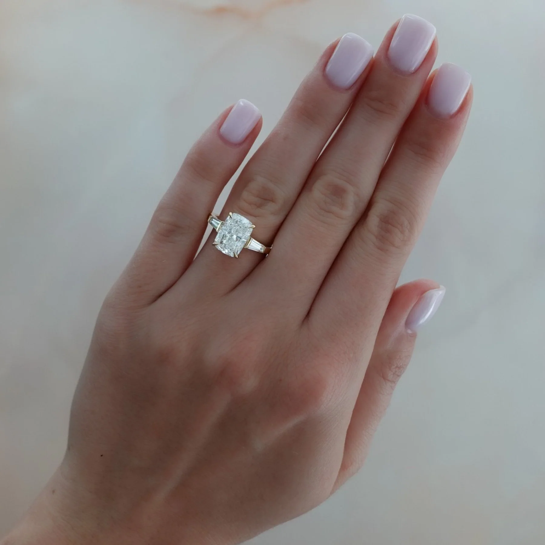 Translunar Tapered Baguette Engagement Ring With Elongated Cushion Cut Diamond - Image 3