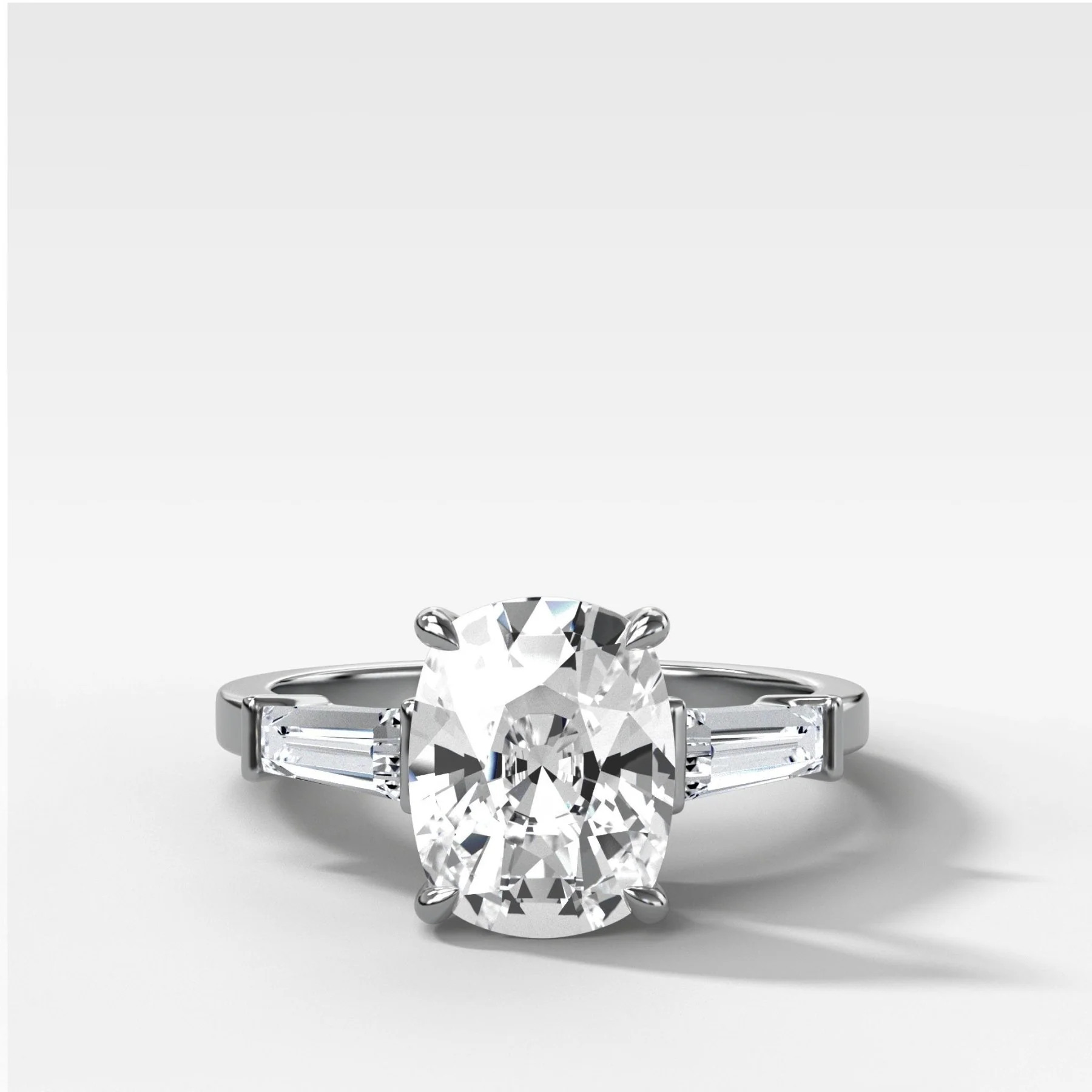 Translunar Tapered Baguette Engagement Ring With Elongated Cushion Cut Diamond - Image 4