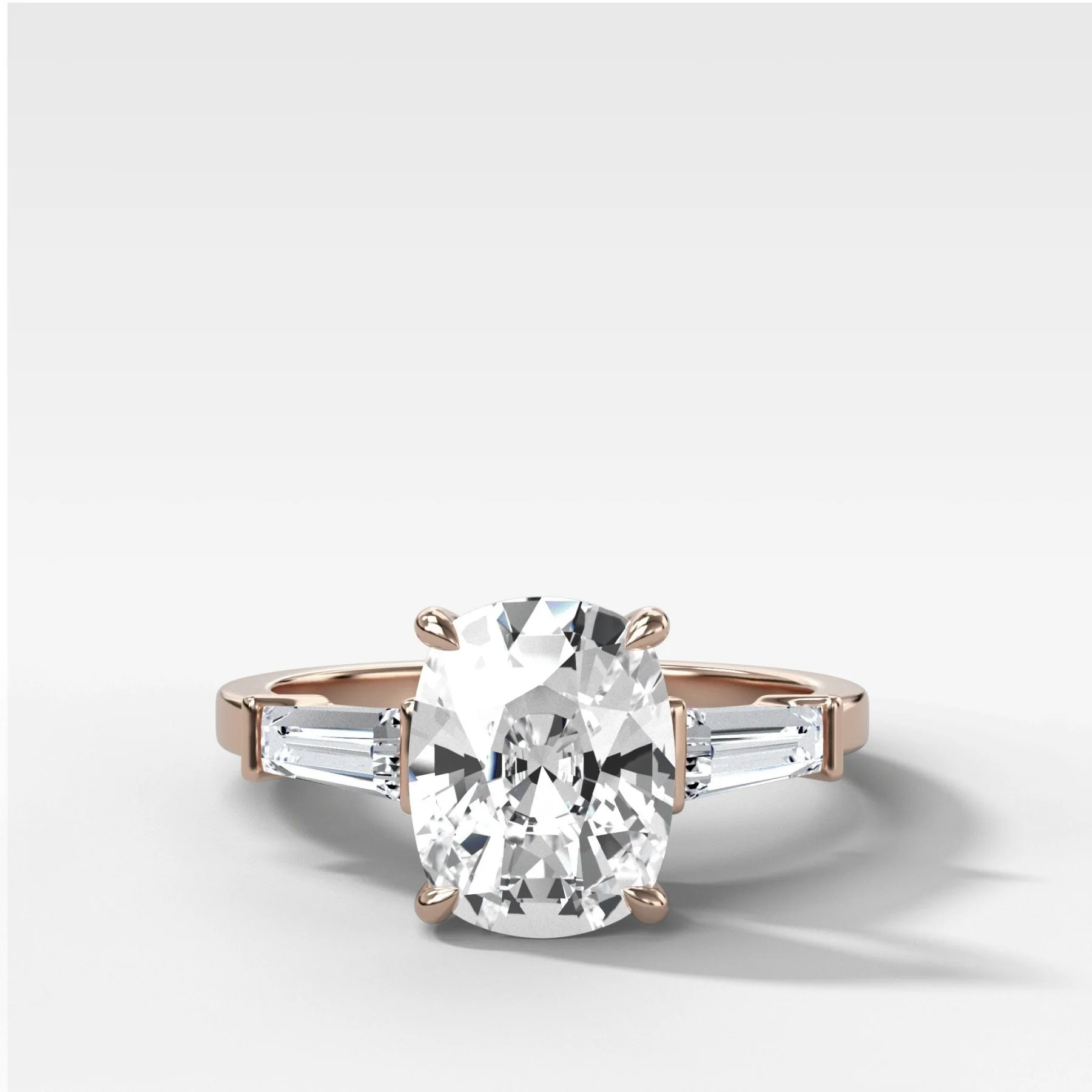 Translunar Tapered Baguette Engagement Ring With Elongated Cushion Cut Diamond - Image 5