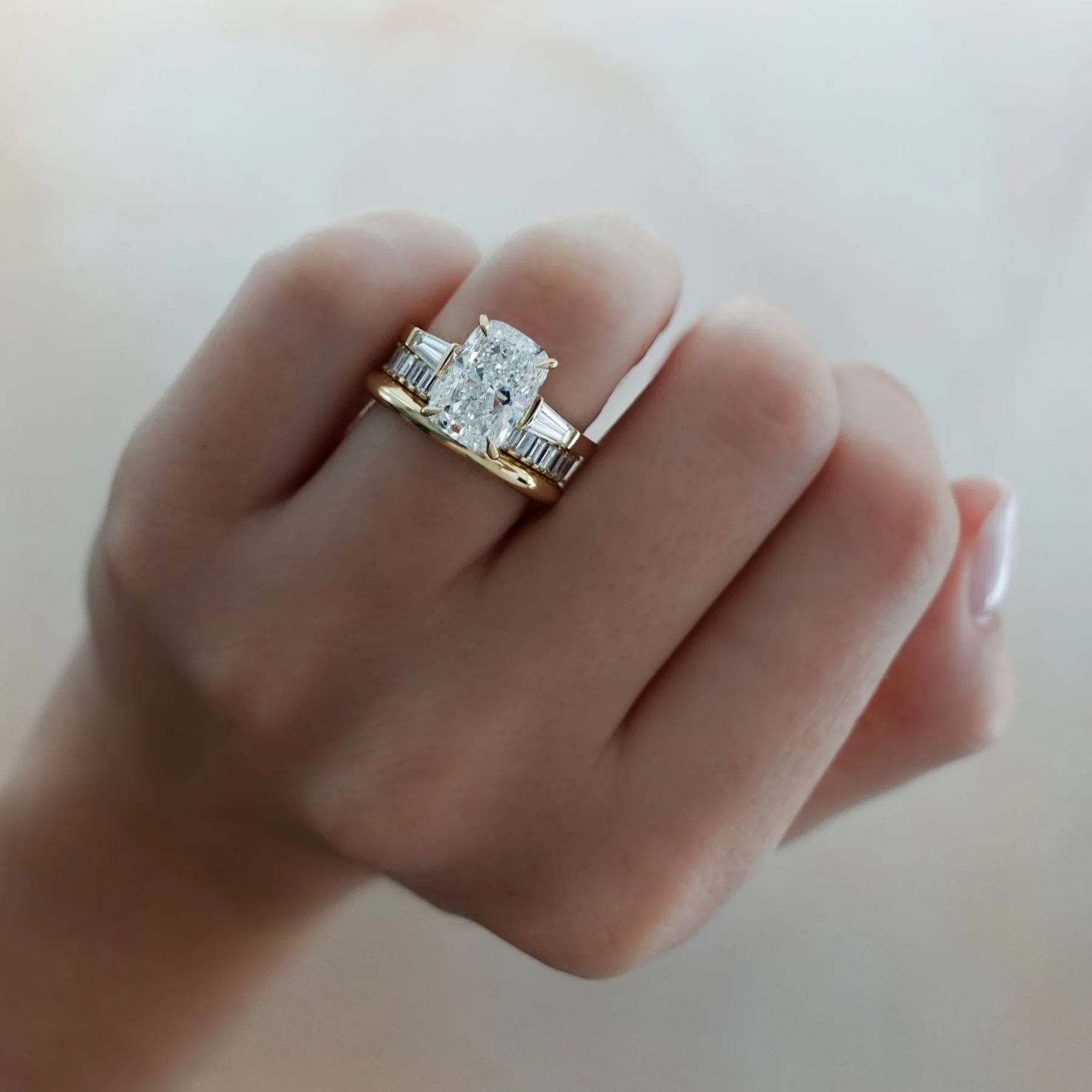 Translunar Tapered Baguette Engagement Ring With Elongated Cushion Cut Diamond - Image 7