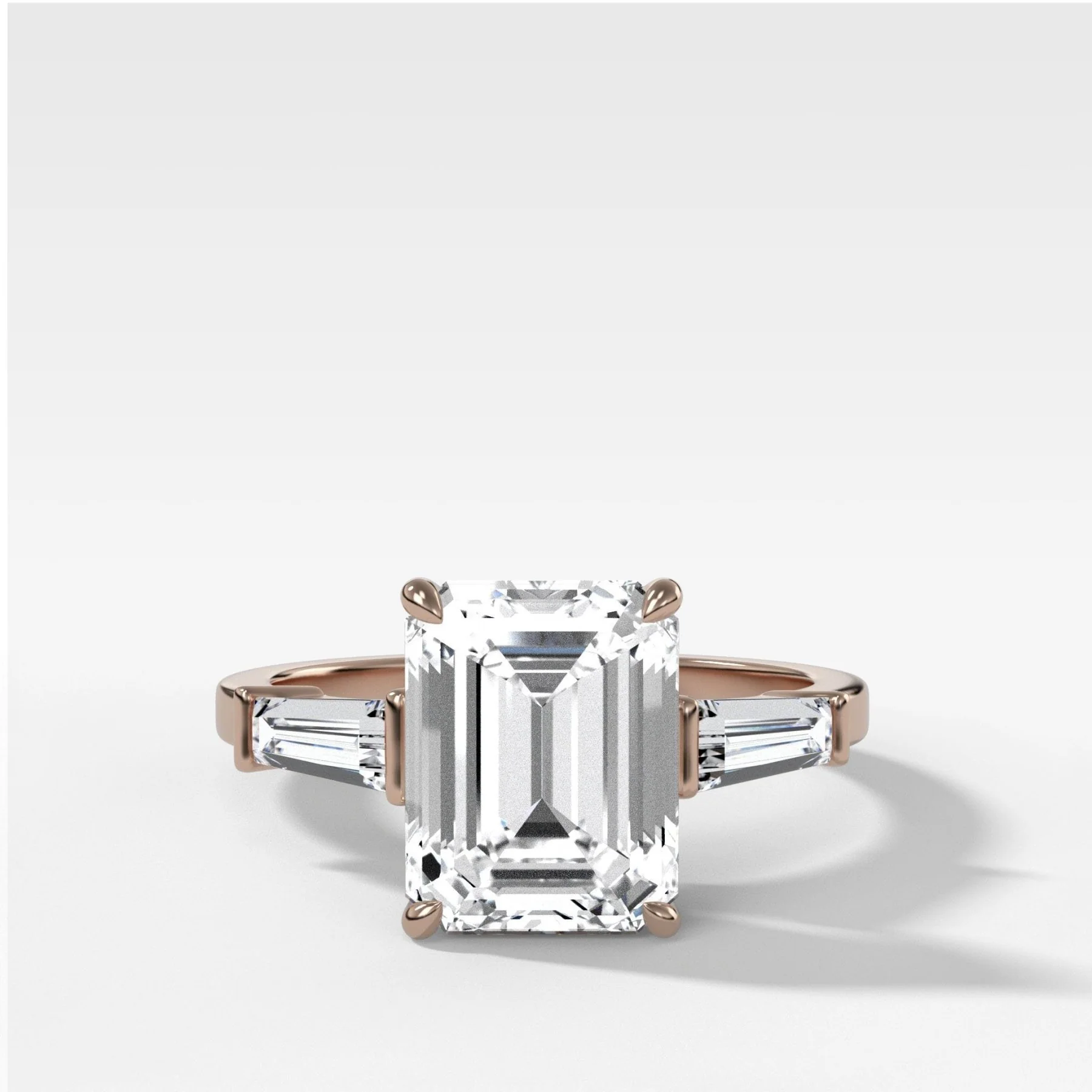Translunar Tapered Baguette Engagement Ring With North South Emerald Cut Diamond - Image 7