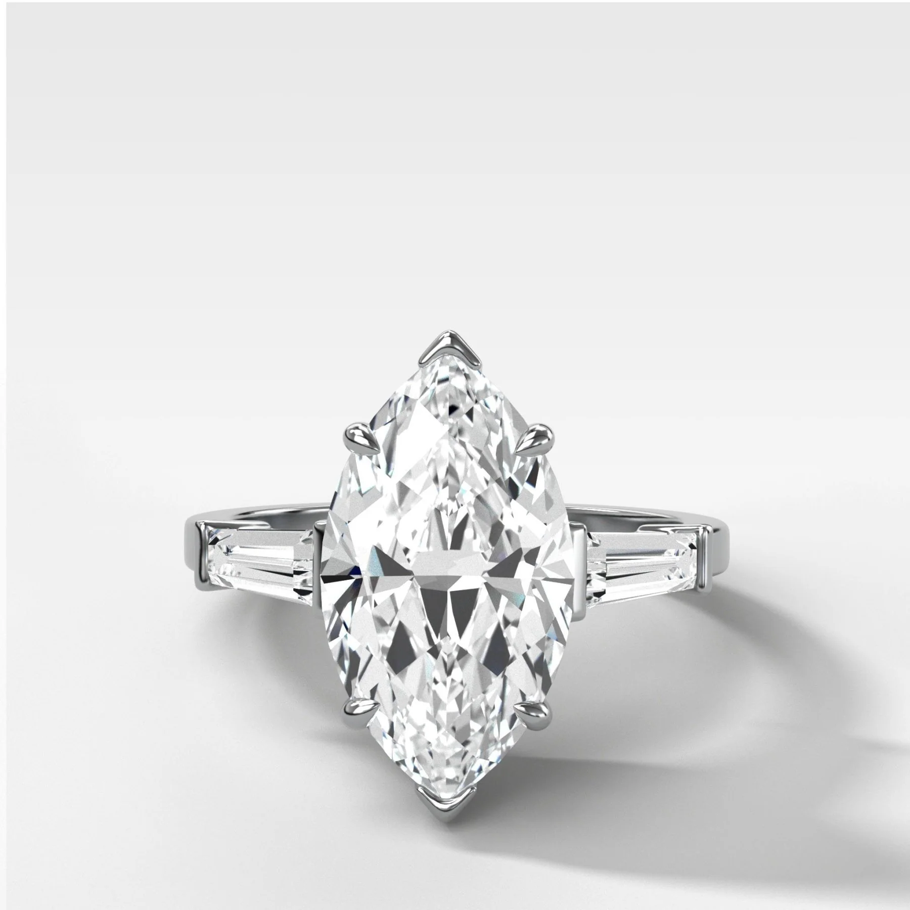Translunar Tapered Baguette Engagement Ring With Marquise Cut Diamond - Image 4