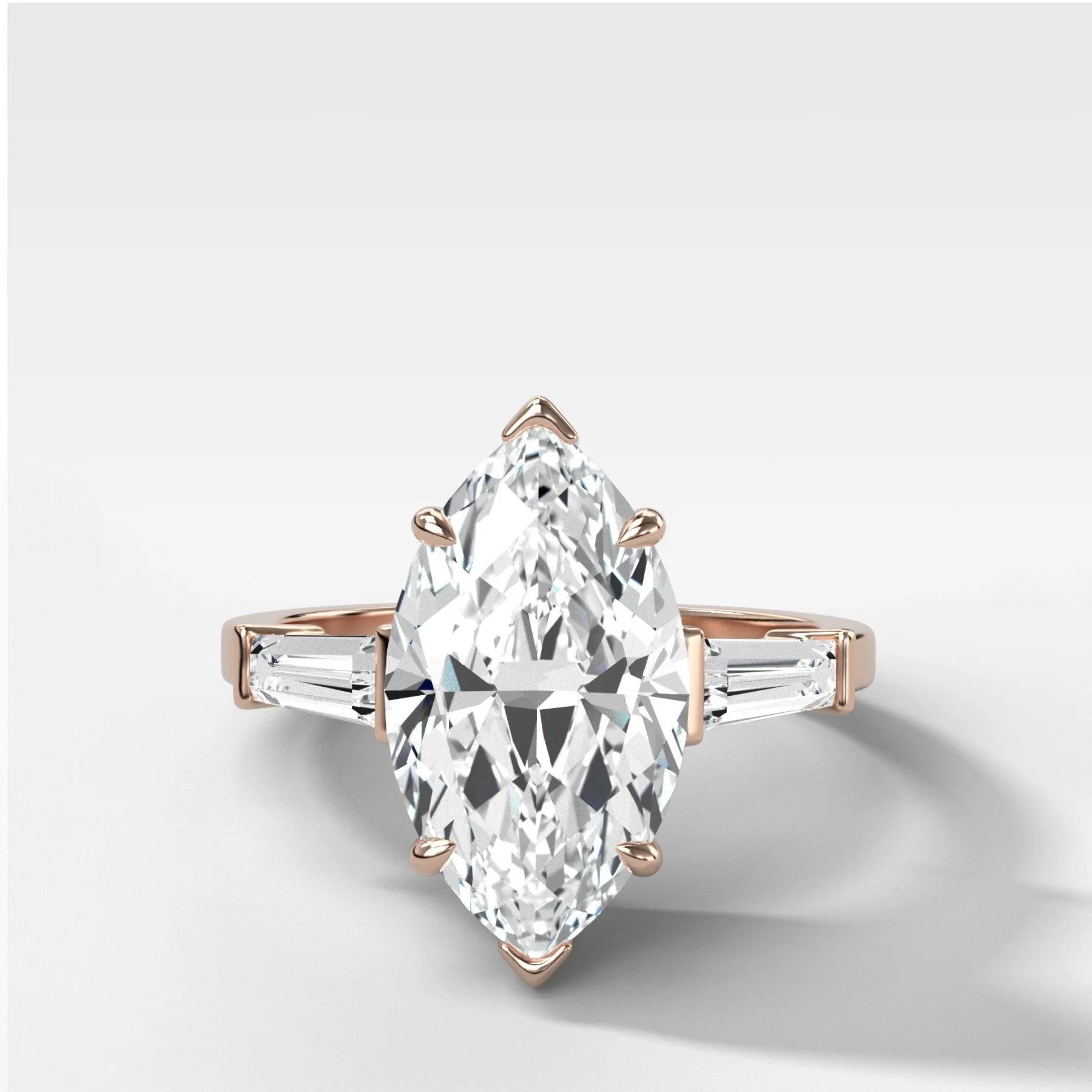 Translunar Tapered Baguette Engagement Ring With Marquise Cut Diamond - Image 5