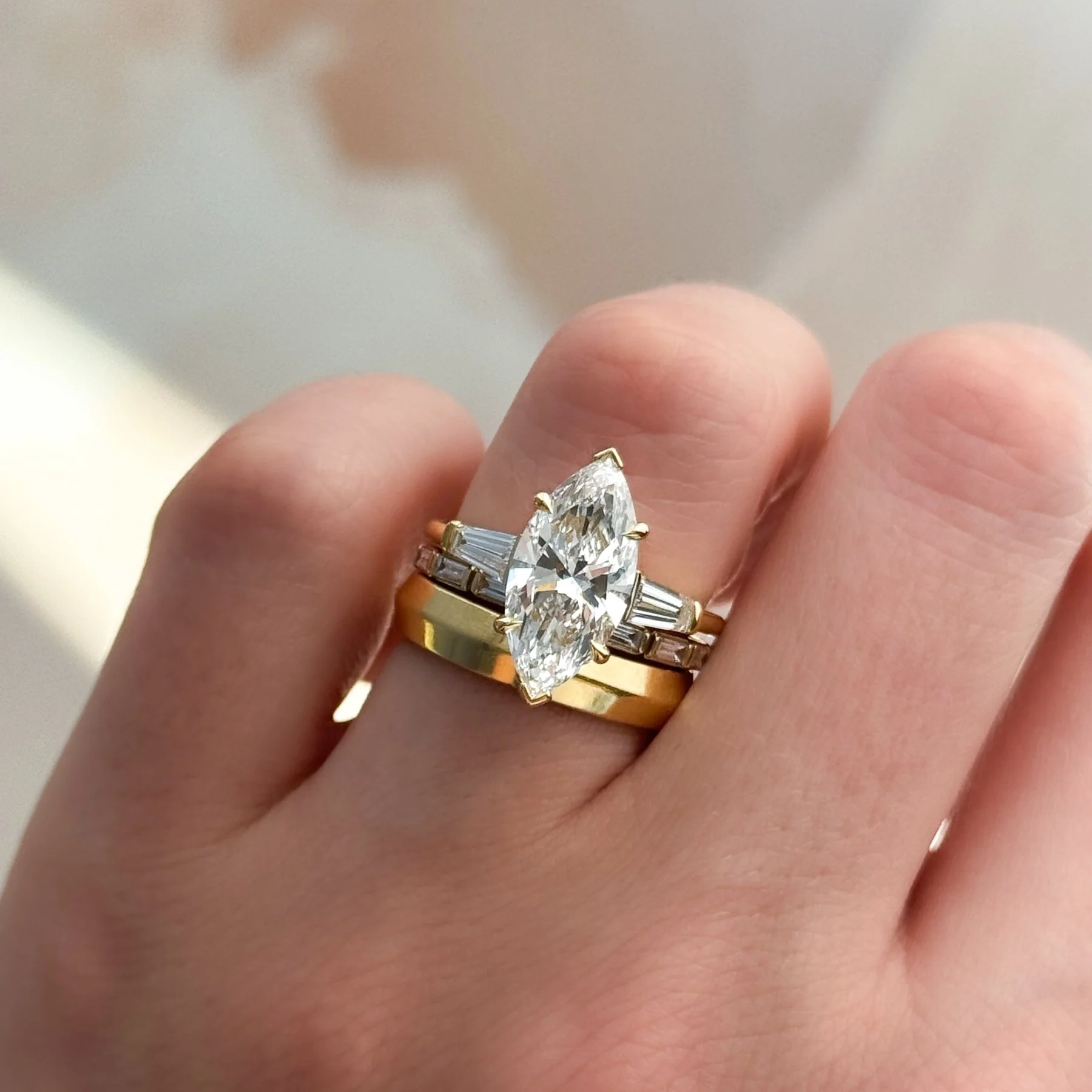 Translunar Tapered Baguette Engagement Ring With Marquise Cut Diamond - Image 6