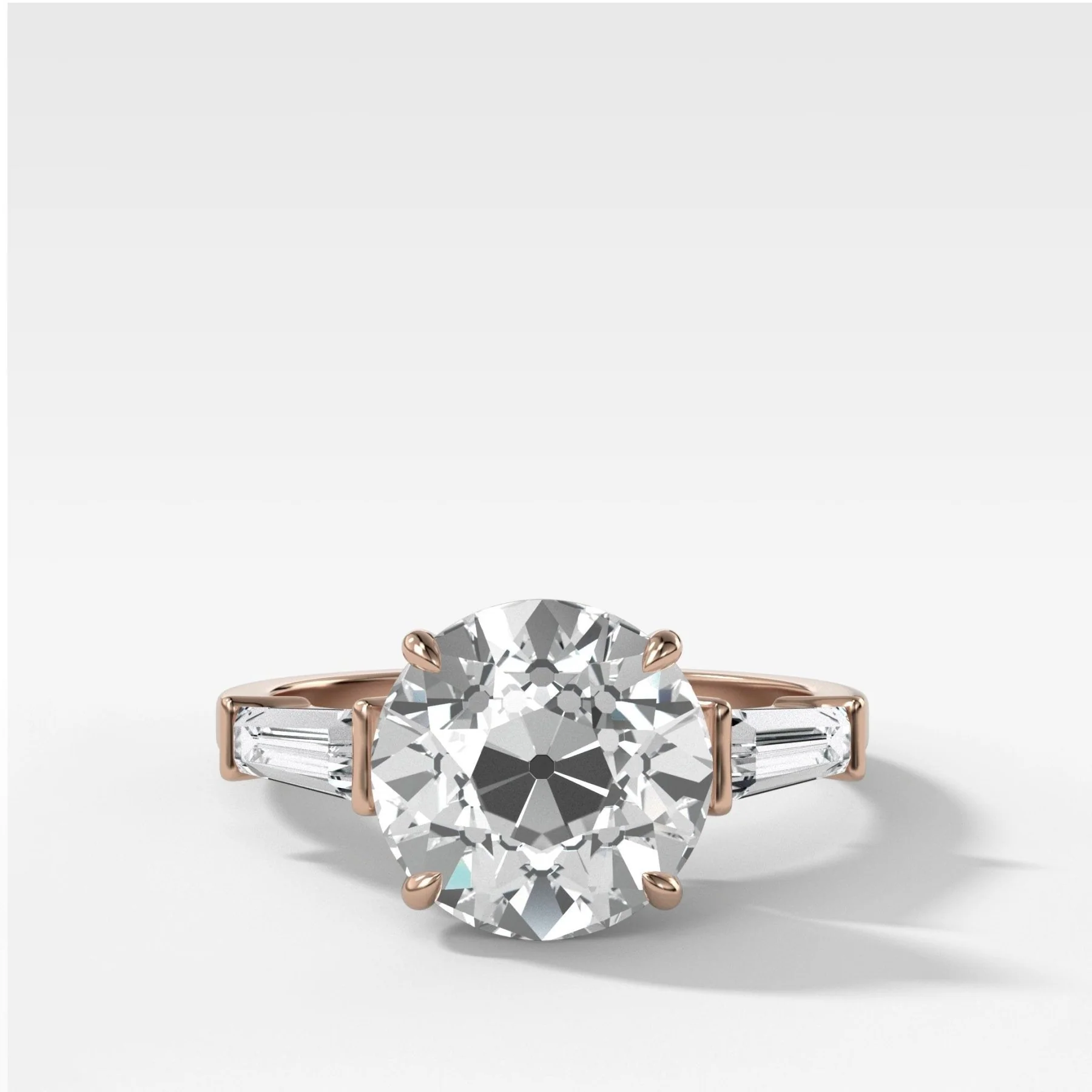 Translunar Tapered Baguette Engagement Ring With Old Euro Cut Diamond - Image 5