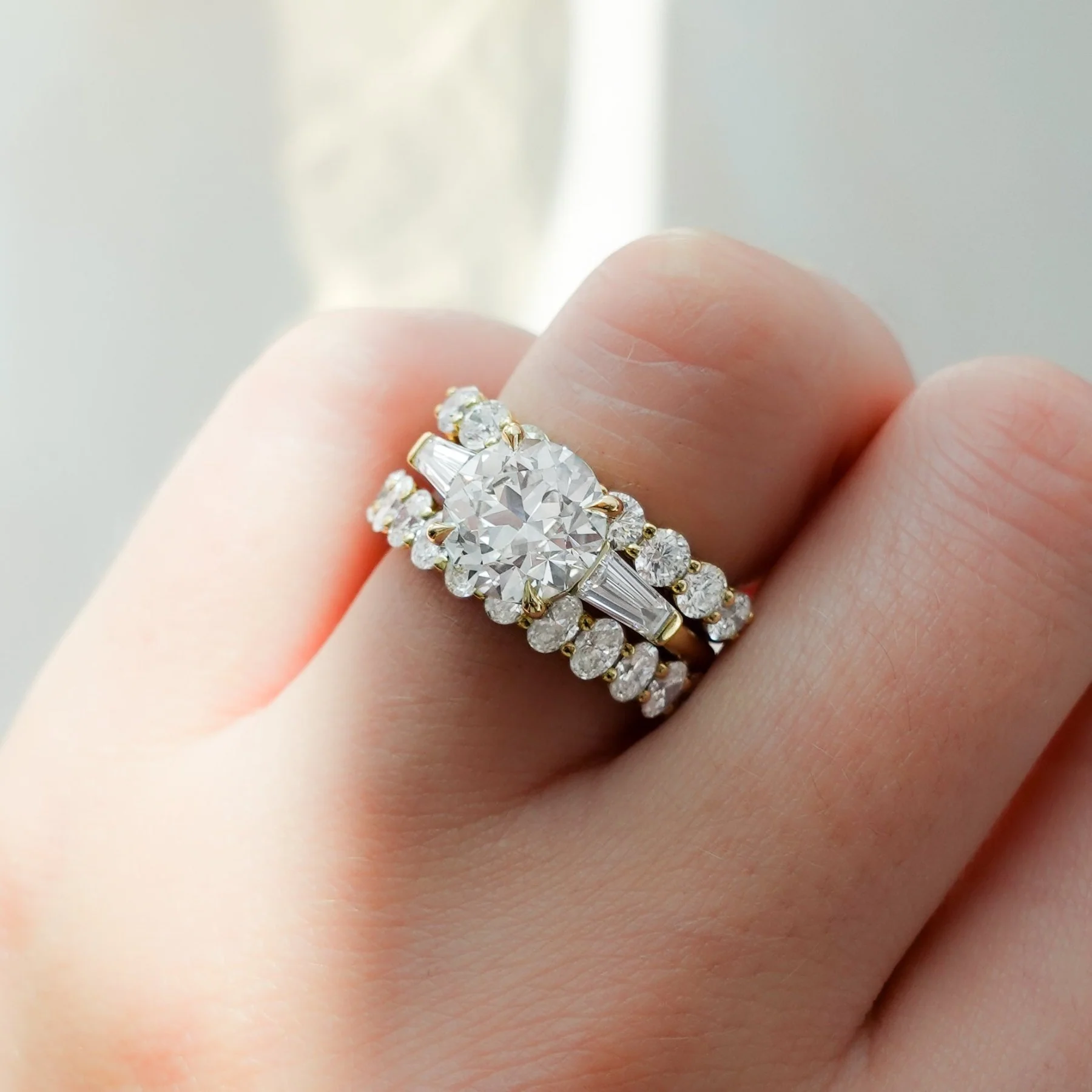 Translunar Tapered Baguette Engagement Ring With Old Euro Cut Diamond - Image 6