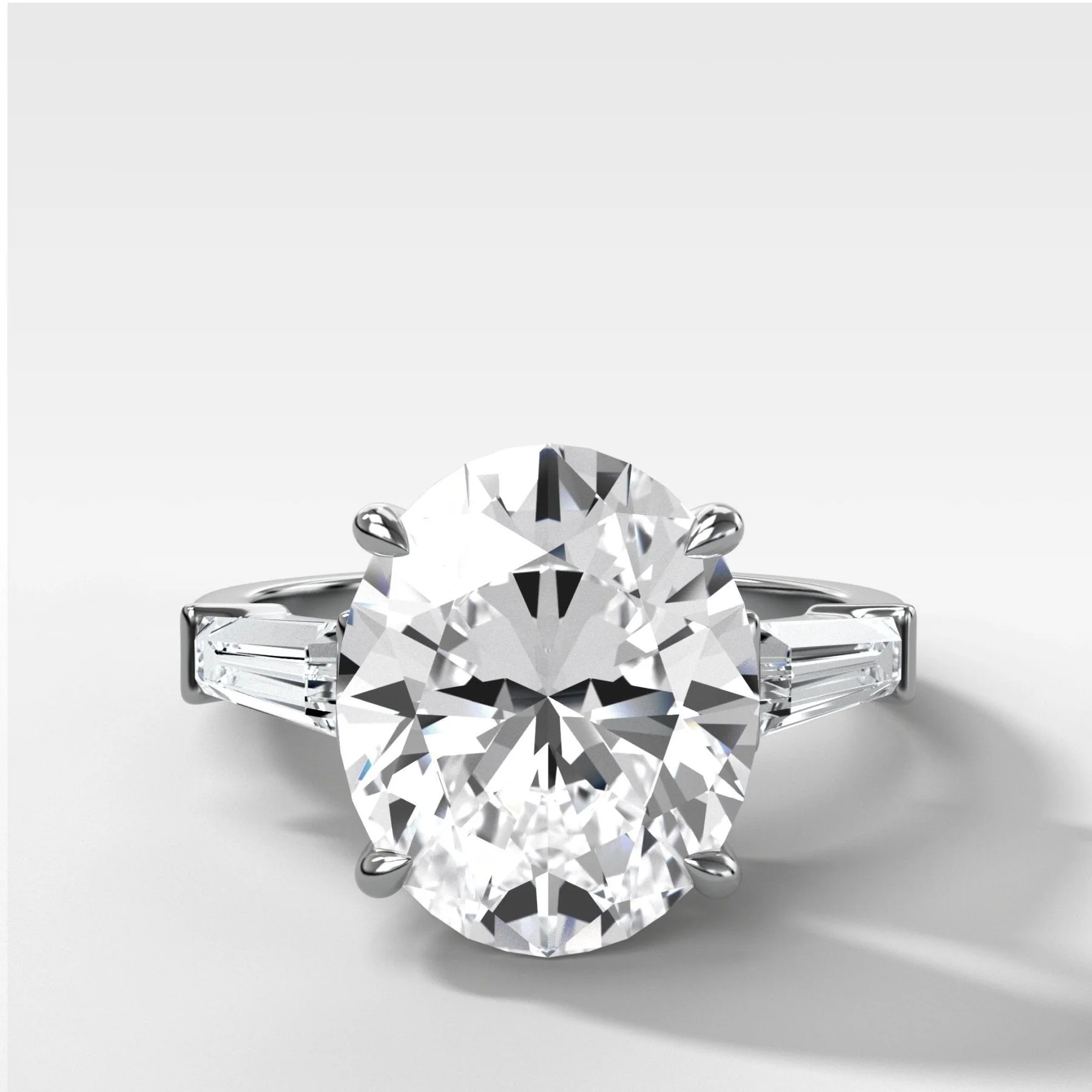 Translunar Tapered Baguette Engagement Ring With Oval Cut Diamond - Image 3