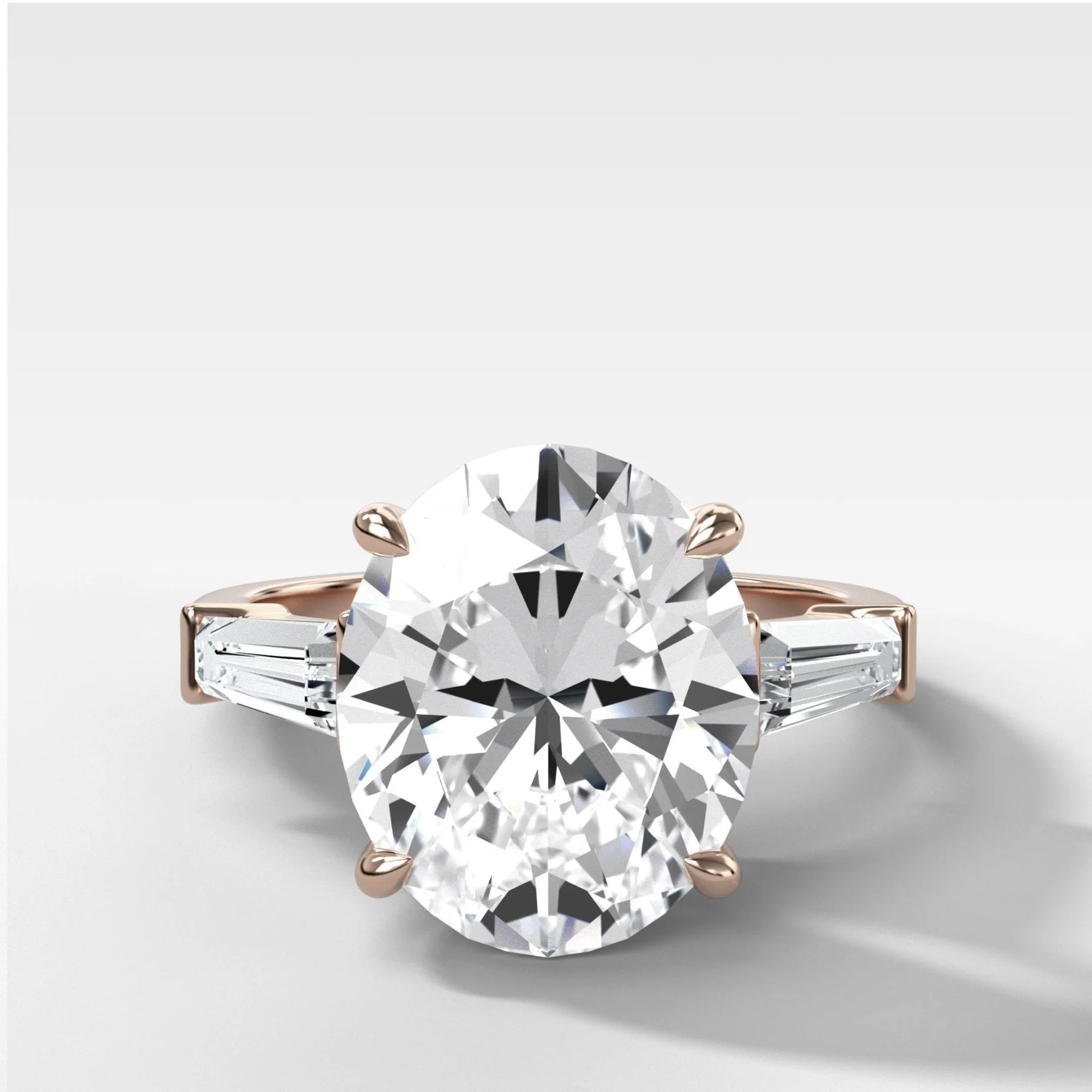 Translunar Tapered Baguette Engagement Ring With Oval Cut Diamond - Image 4