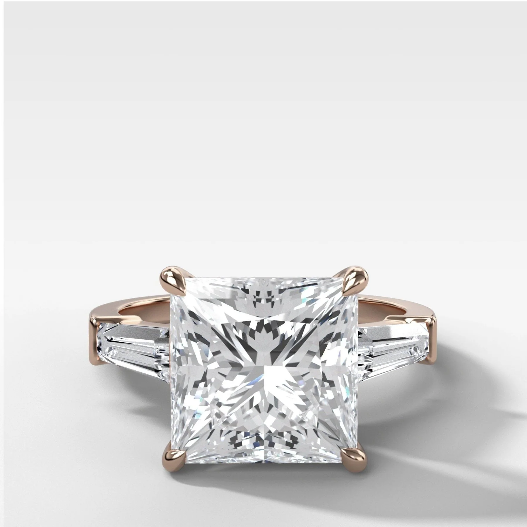 Translunar Tapered Baguette Engagement Ring With Princess Cut Diamond - Image 4