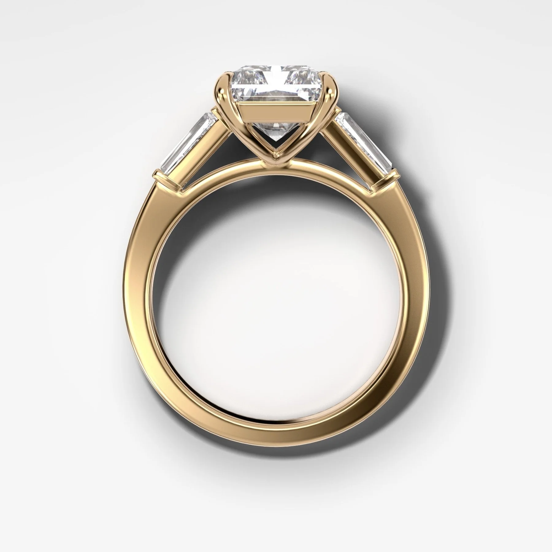 Translunar Tapered Baguette Engagement Ring With Elongated Radiant Cut Diamond - Image 2