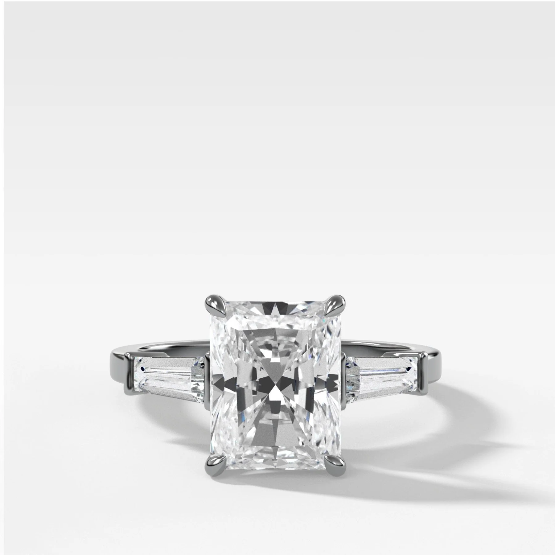 Translunar Tapered Baguette Engagement Ring With Elongated Radiant Cut Diamond - Image 3