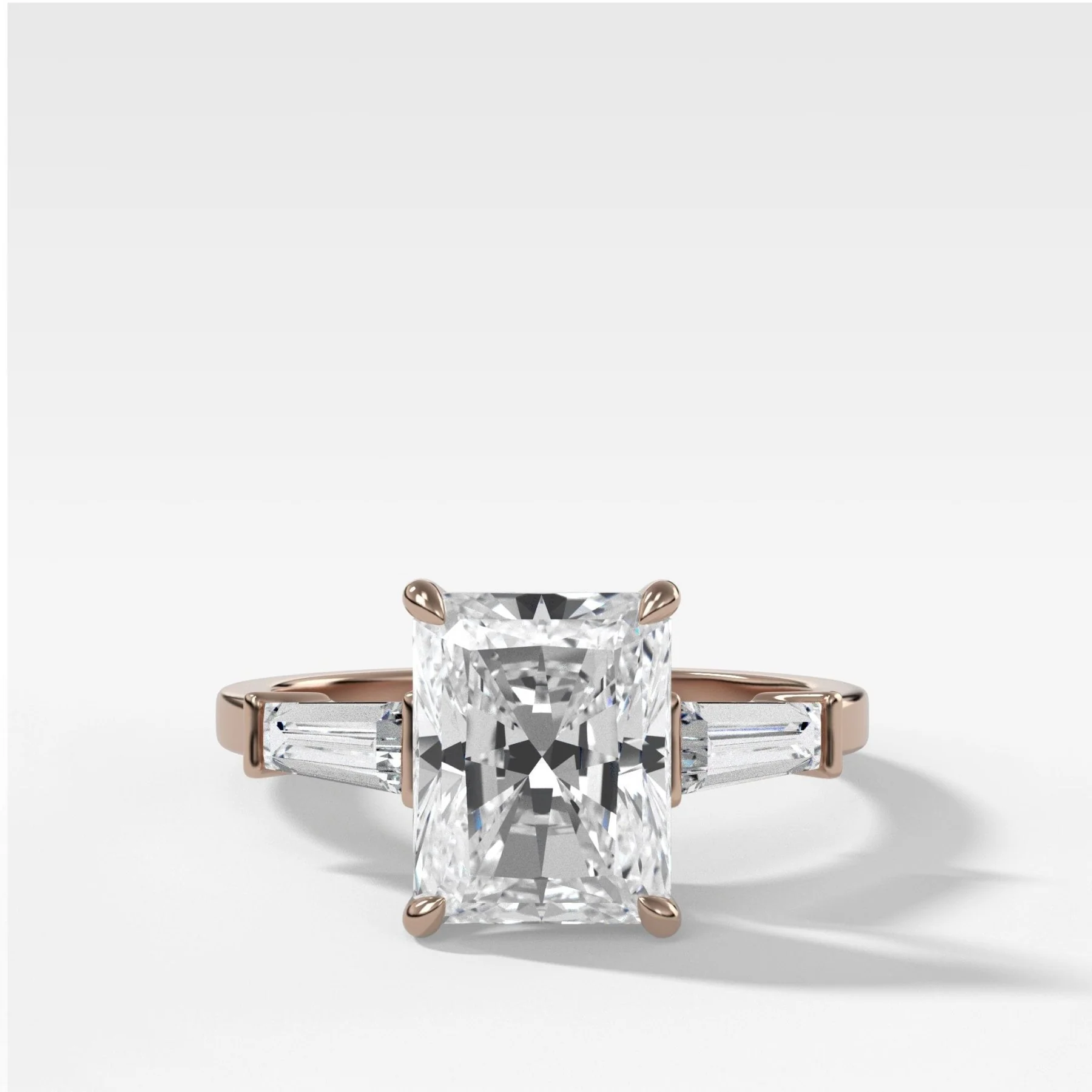 Translunar Tapered Baguette Engagement Ring With Elongated Radiant Cut Diamond - Image 4