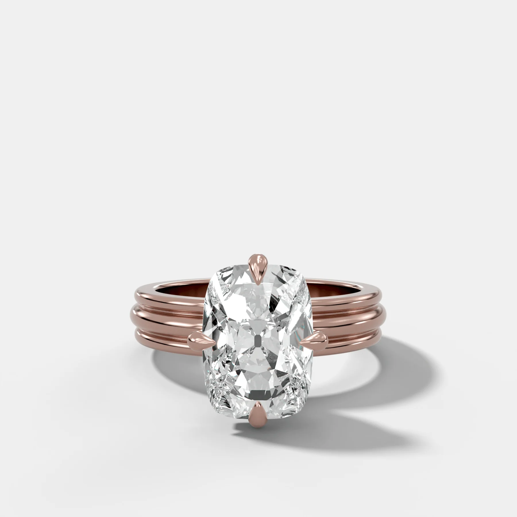 Triple Row Compass Engagement Ring with Old Mine Cut Diamond - Image 5