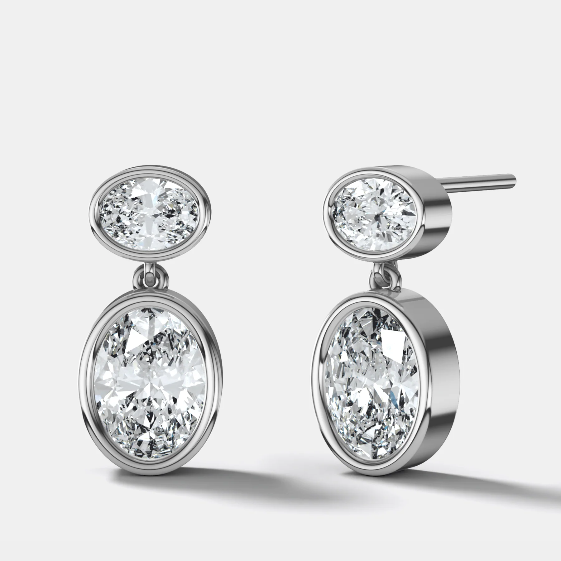 Two Stone Bezel Drop with Oval Cut Diamonds - Image 2