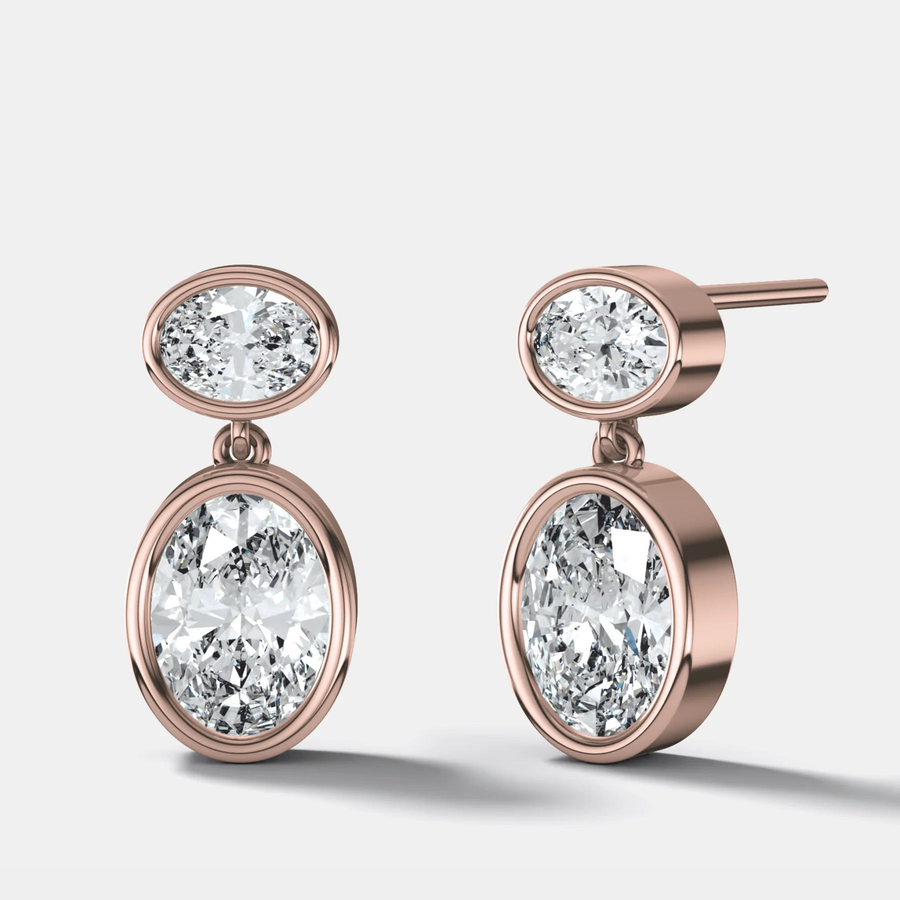 Two Stone Bezel Drop with Oval Cut Diamonds - Image 3