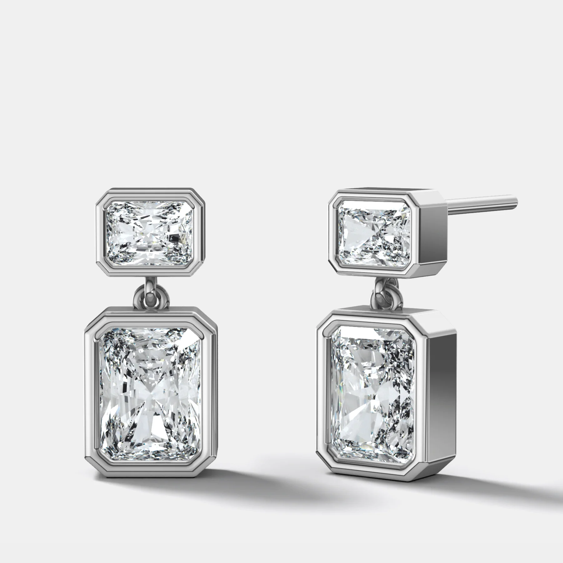 Two Stone Bezel Drop with Radiant Cut Diamonds - Image 2