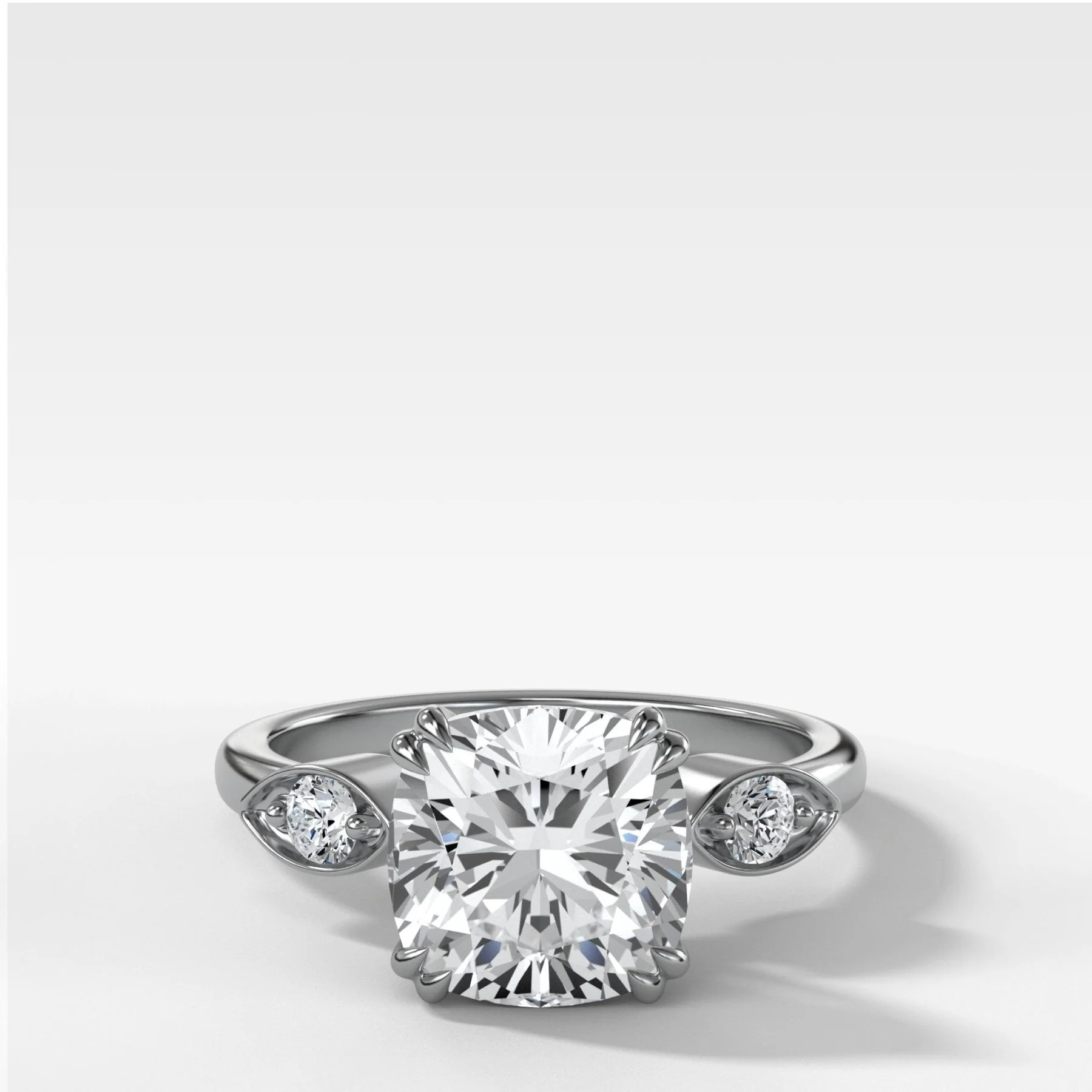Vintage Ridge Shank Diamond Engagement Ring With Cushion Cut Diamond - Image 2