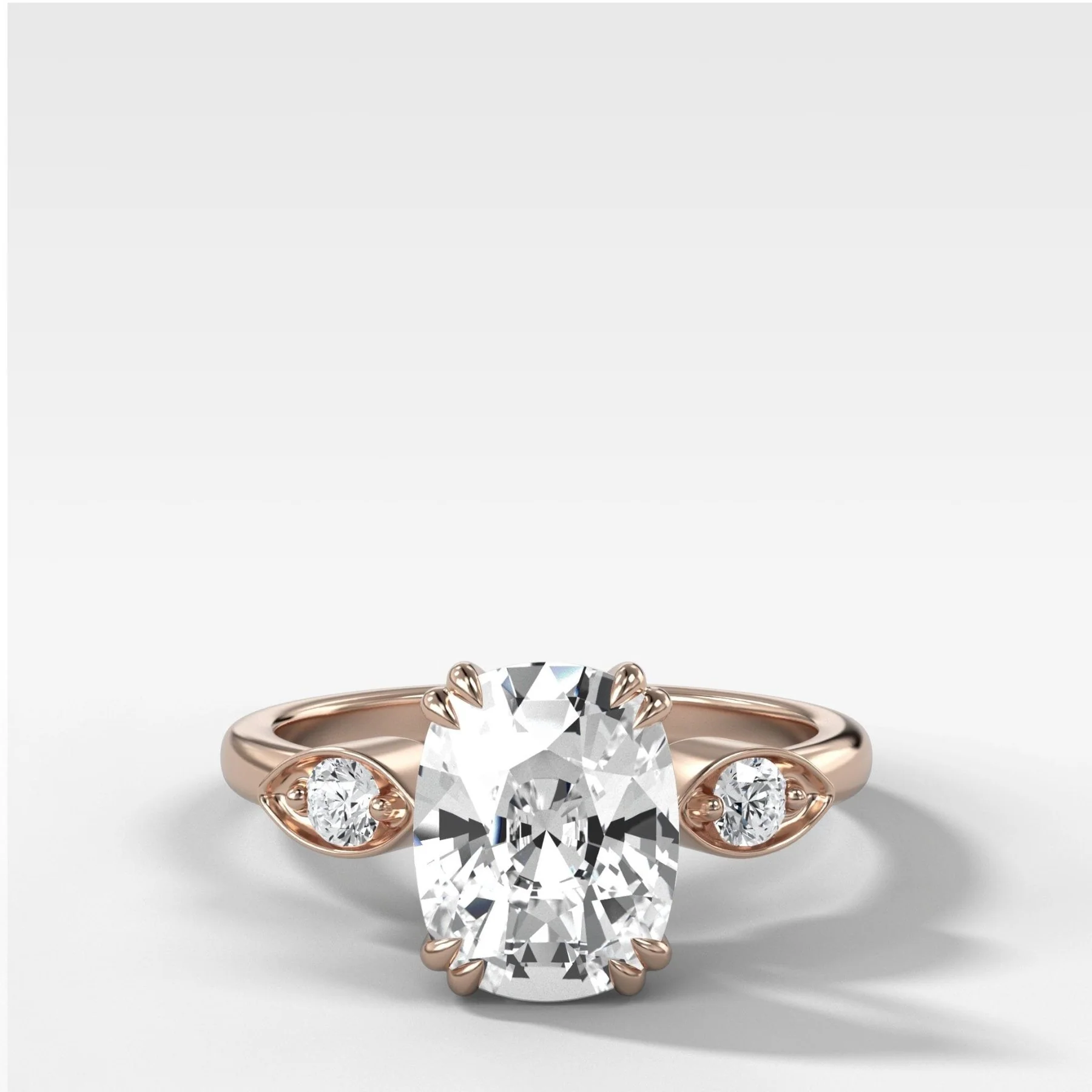 Vintage Ridge Shank Diamond Engagement Ring With Elongated Cushion Cut Diamond - Image 3
