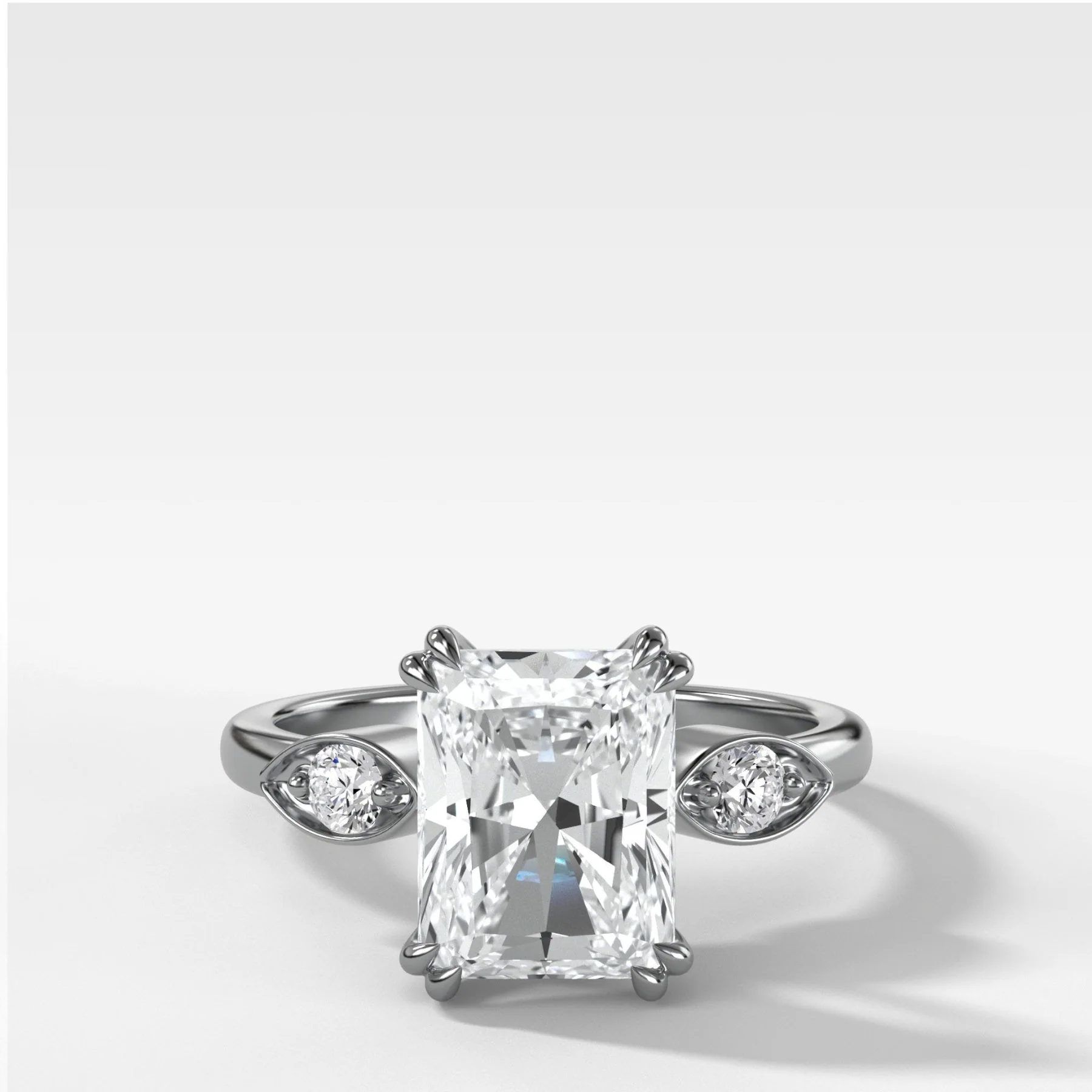 Vintage Ridge Shank Diamond Engagement Ring With Elongated Radiant Cut Diamond - Image 2