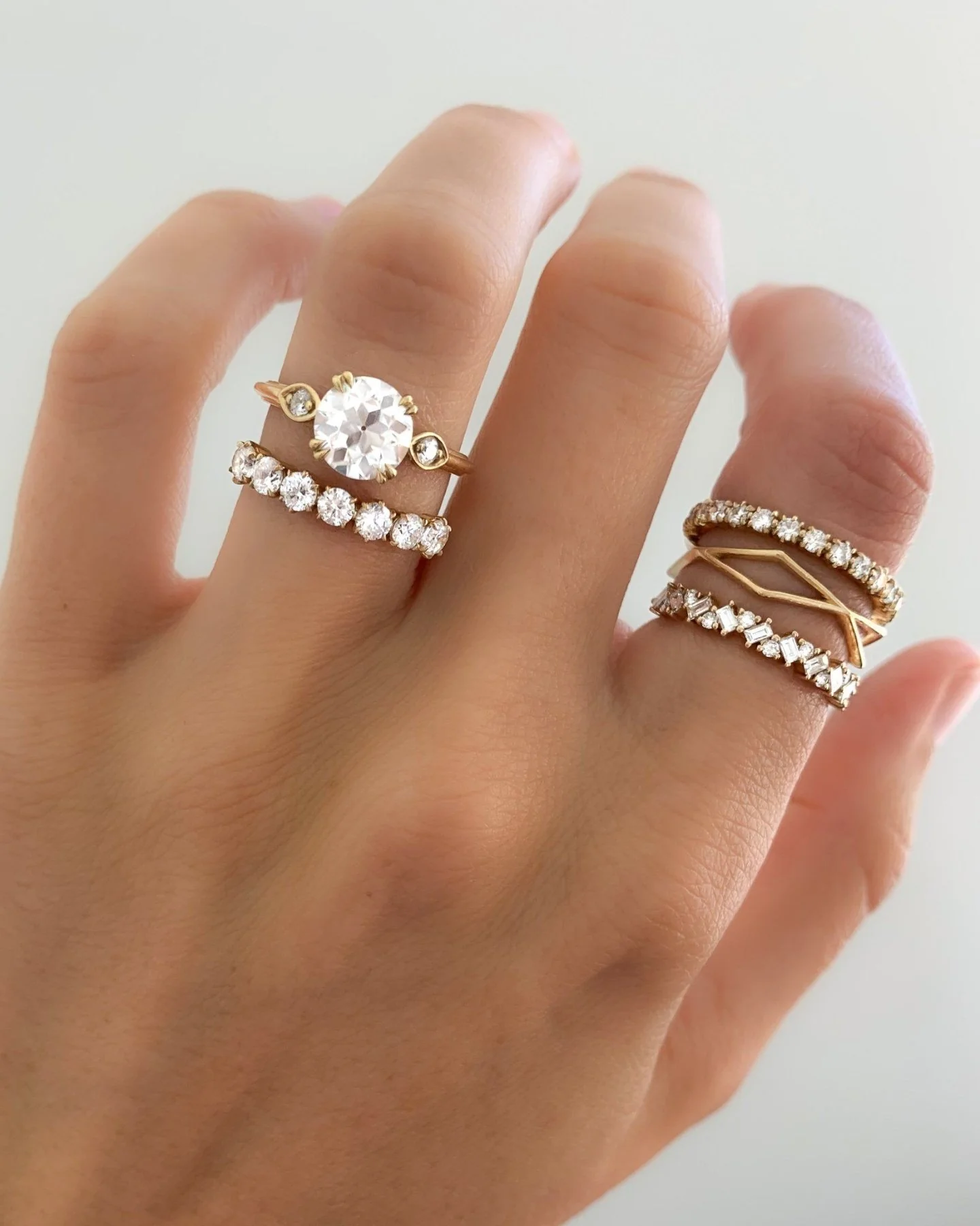 Vintage Ridge Shank Diamond Engagement Ring With Old Euro Cut Diamond - Image 4