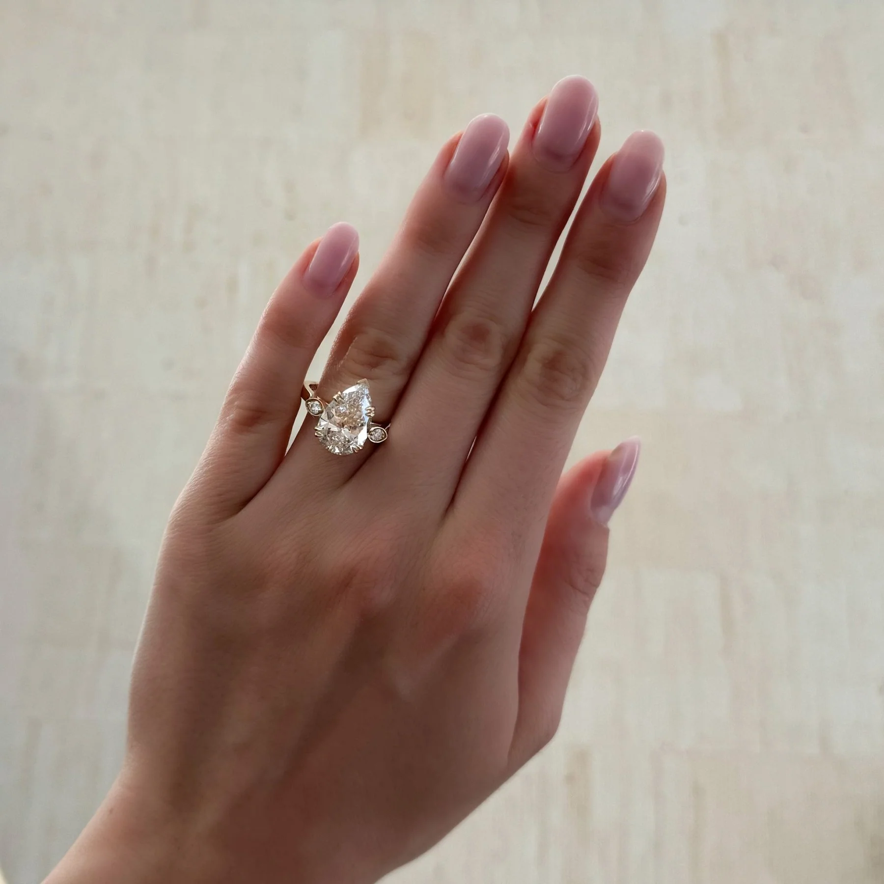 Vintage Ridge Shank Diamond Engagement Ring With Pear Cut Diamond - Image 2