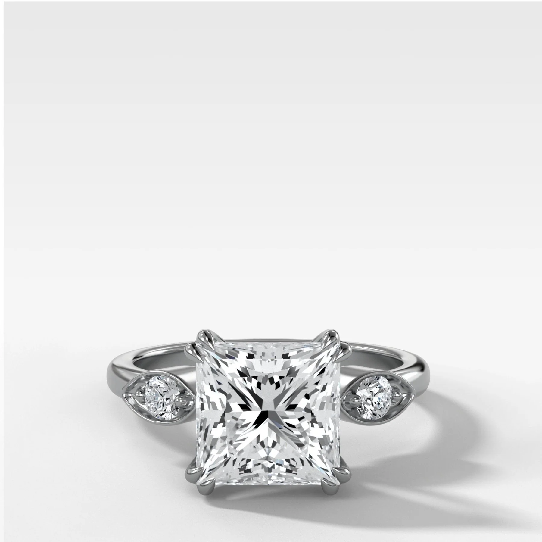 Vintage Ridge Shank Diamond Engagement Ring With Princess Cut Diamond - Image 3
