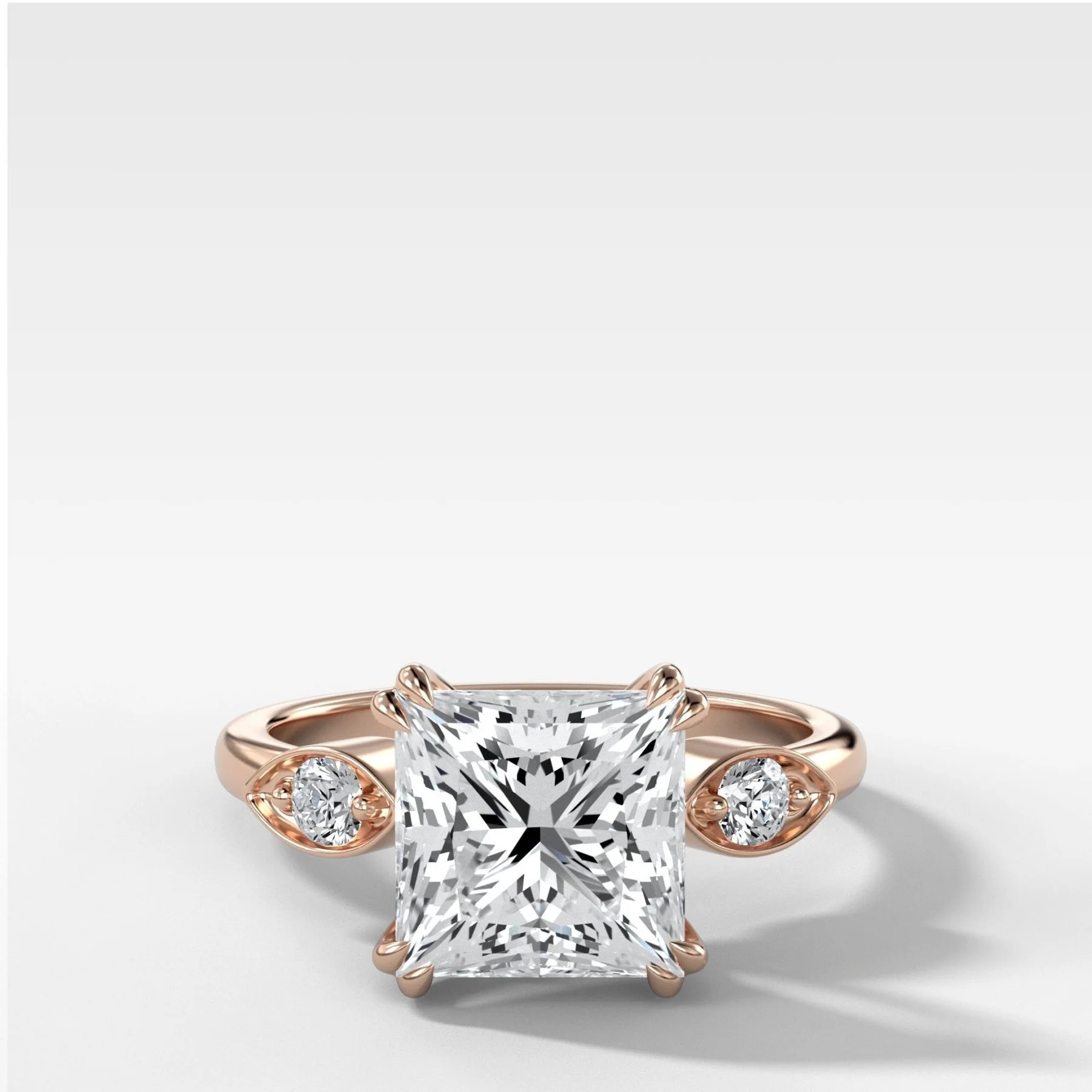 Vintage Ridge Shank Diamond Engagement Ring With Princess Cut Diamond - Image 4