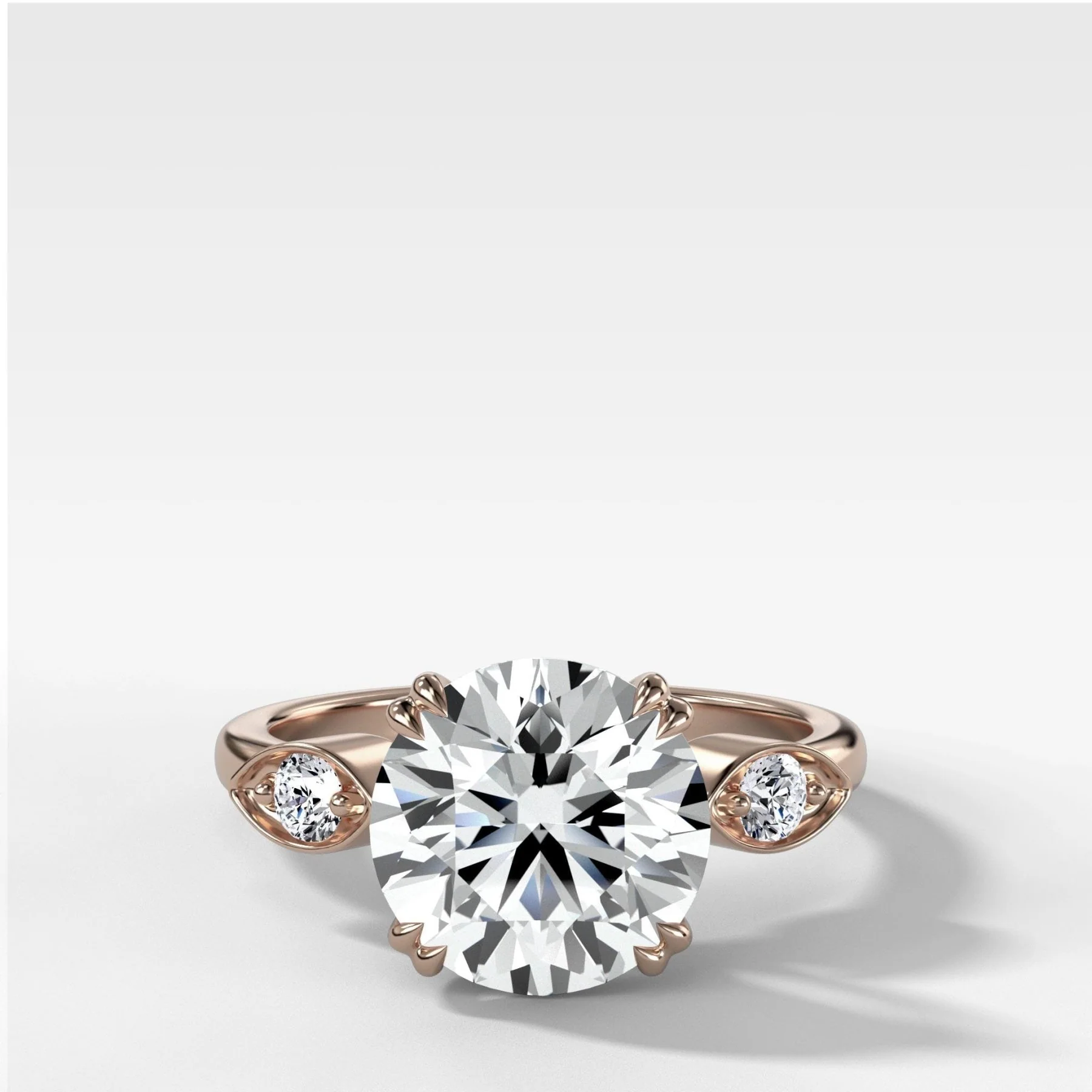 Vintage Ridge Shank Diamond Engagement Ring With Round Cut Diamond - Image 3