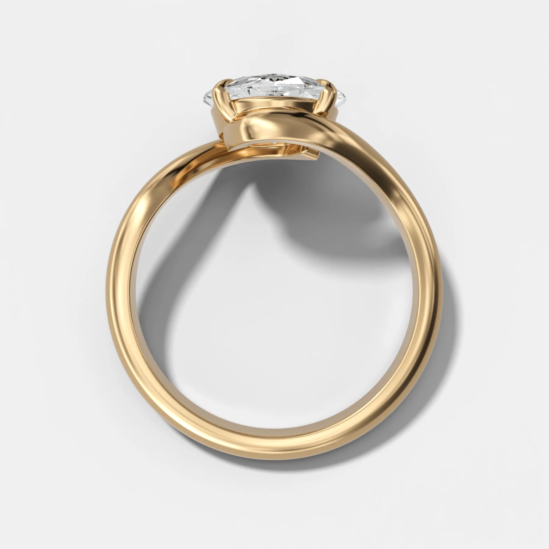 Wave Solitaire Engagement Ring with Oval Cut Diamond - Image 2