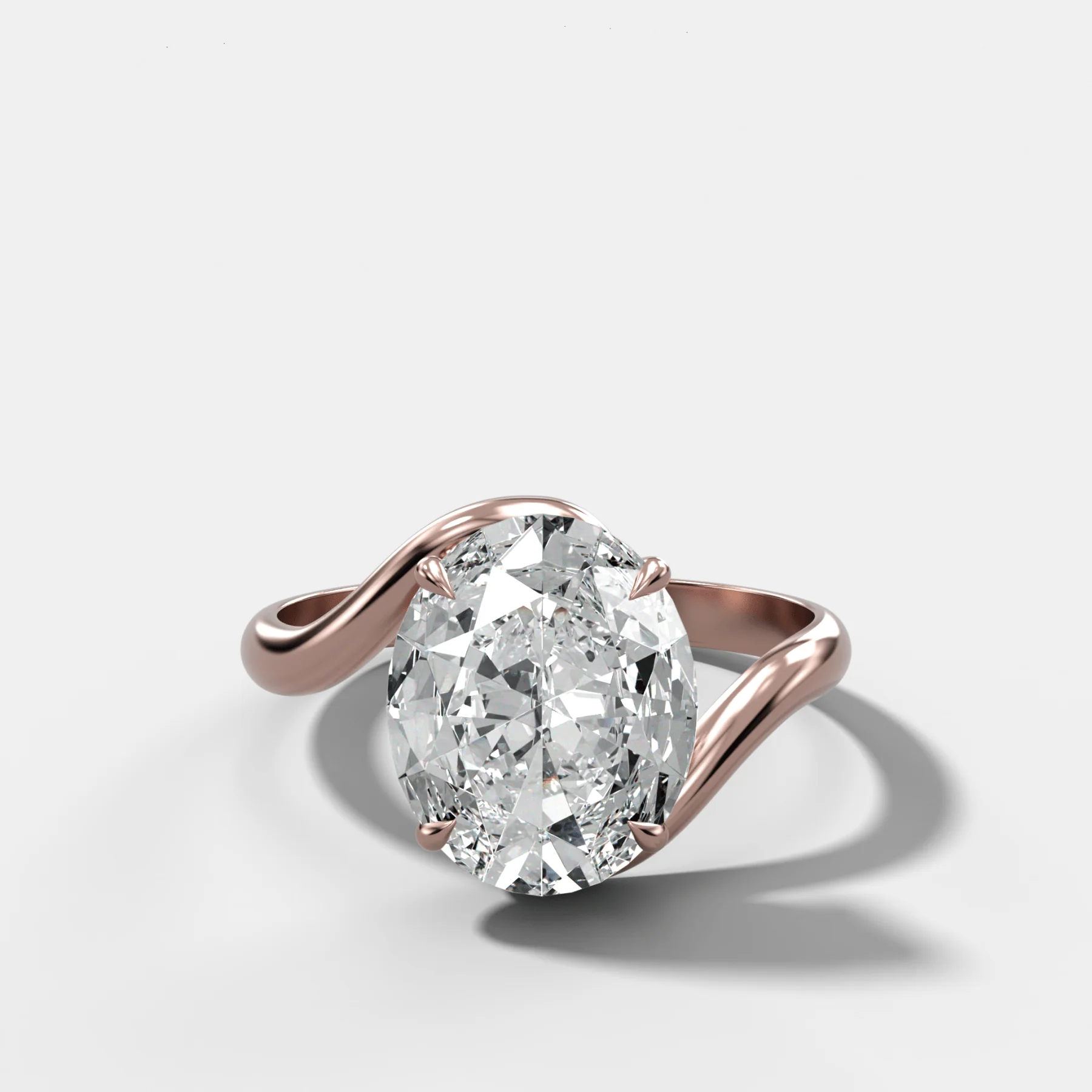 Wave Solitaire Engagement Ring with Oval Cut Diamond - Image 5