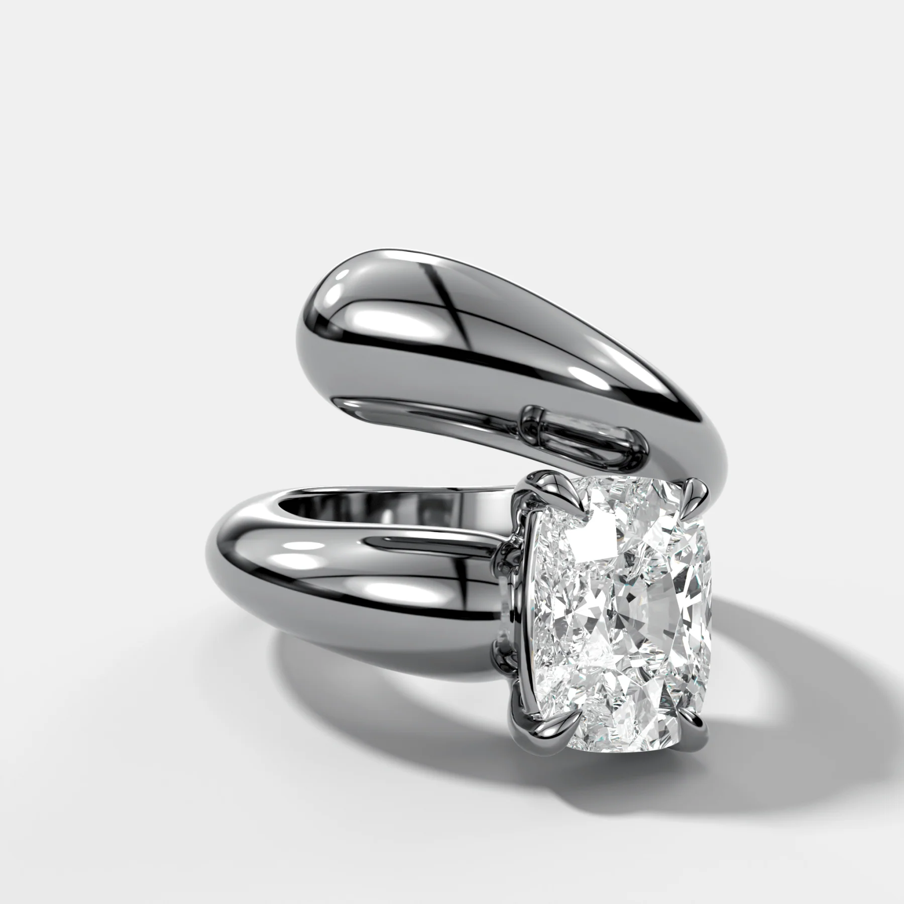 Wrap Engagement Ring with Elongated Cushion Cut Diamond - Image 3