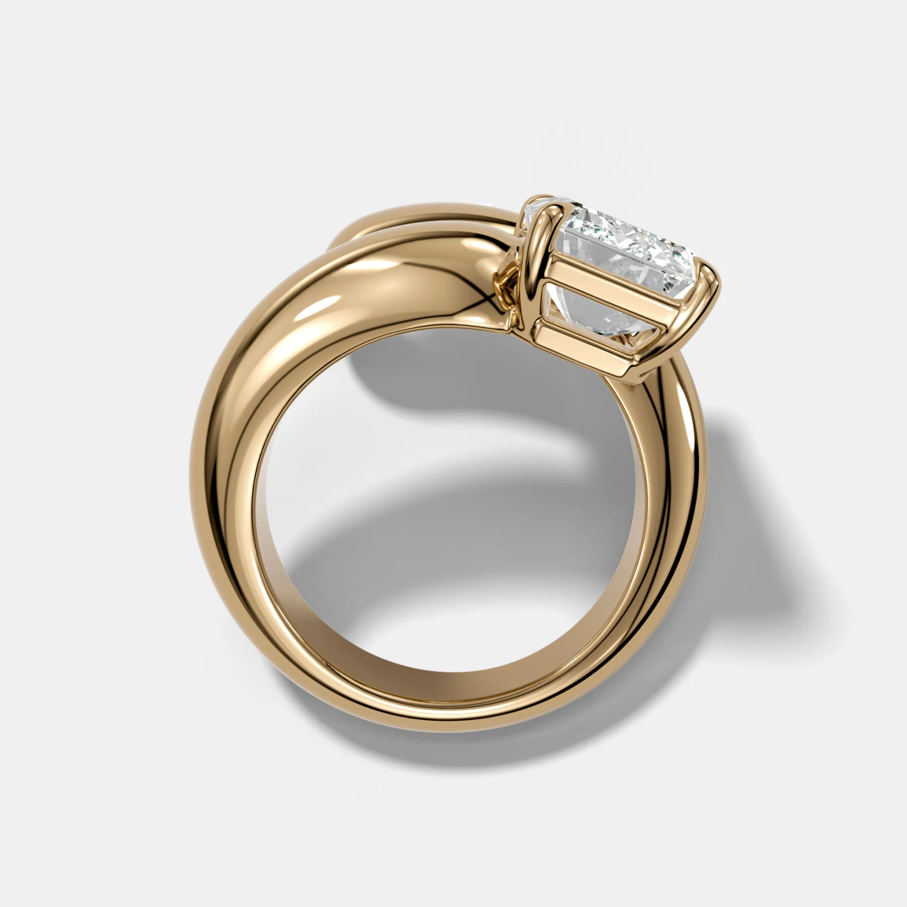 Wrap Engagement Ring with Emerald Cut Diamond - Image 2