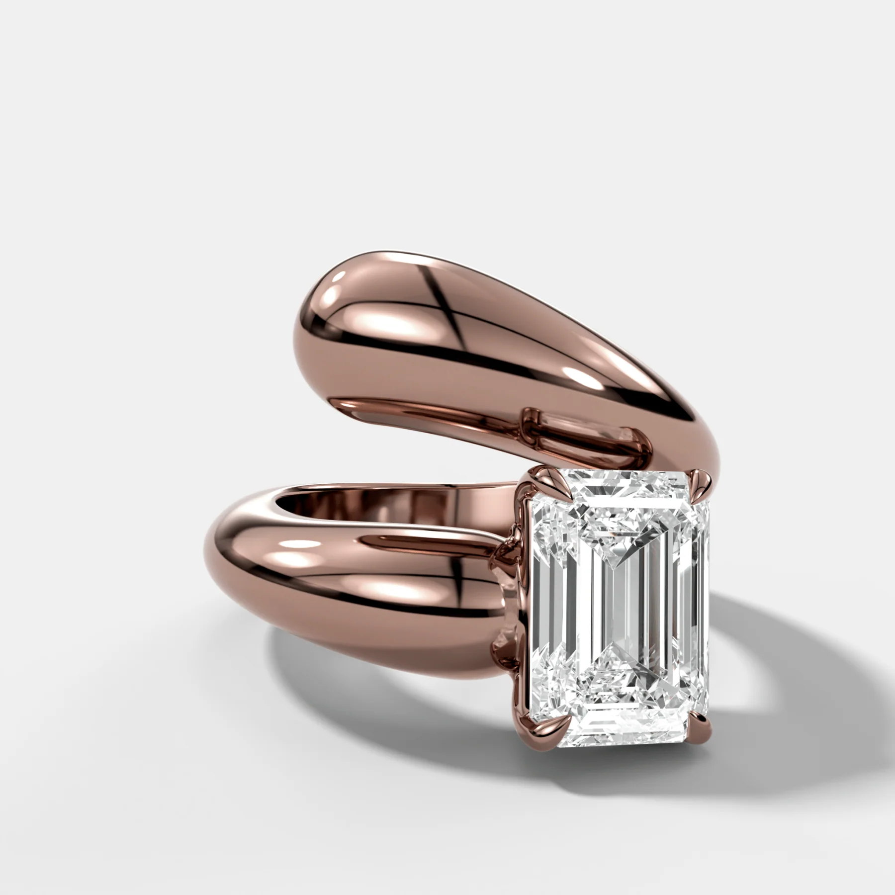 Wrap Engagement Ring with Emerald Cut Diamond - Image 4