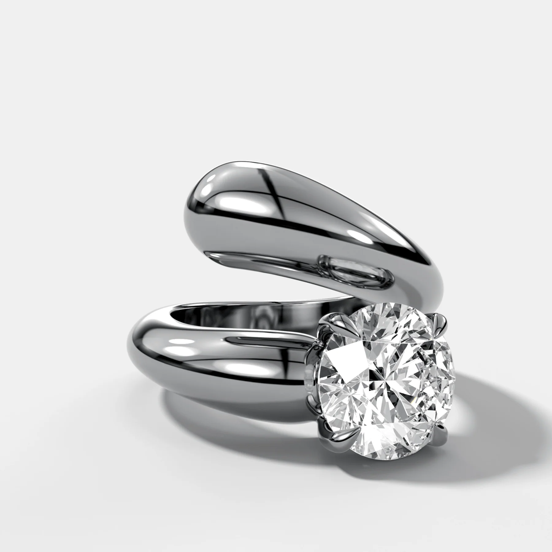 Wrap Engagement Ring with Round Cut Diamond - Image 3