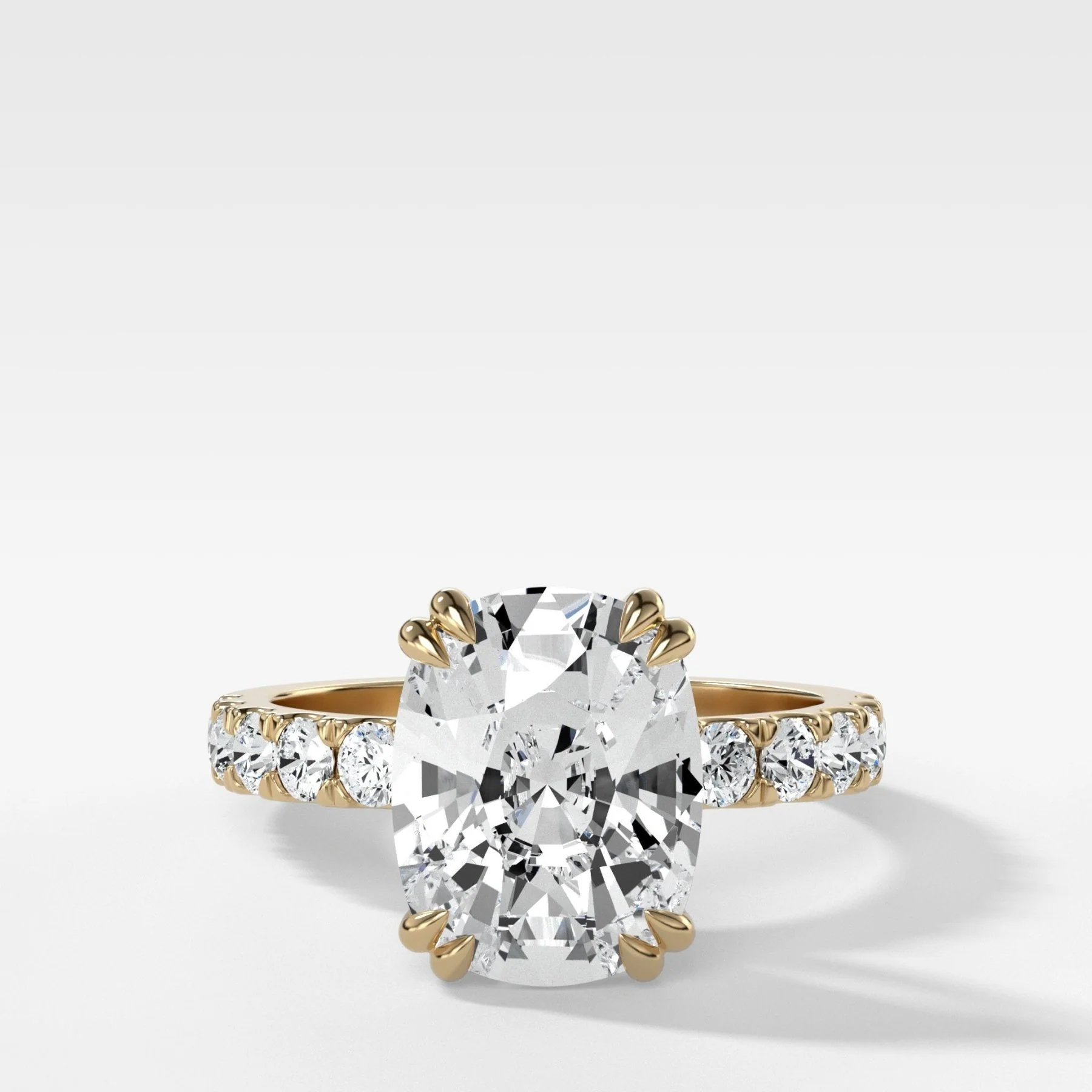 Zenith Engagement Ring With Elongated Cushion Cut Diamond