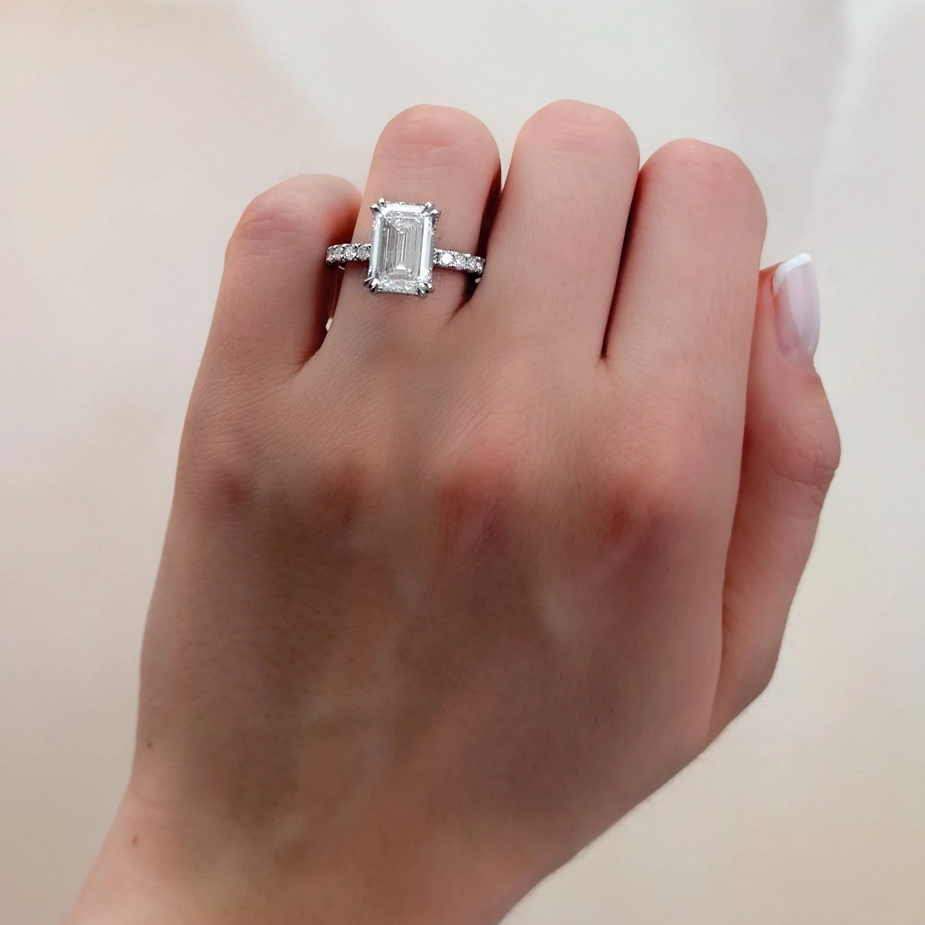 Zenith Engagement Ring With Emerald Cut Diamond - Image 3