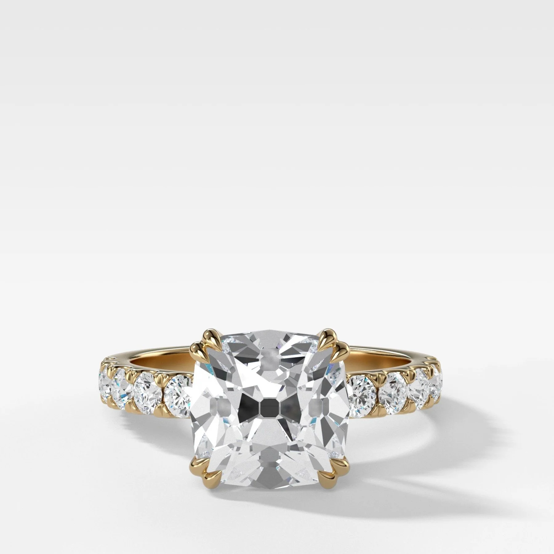 Zenith Engagement Ring With Old Mine Cut Diamond