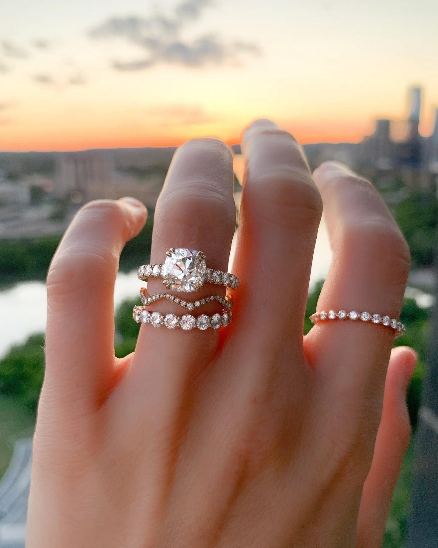 Zenith Engagement Ring With Old Mine Cut Diamond - Image 5