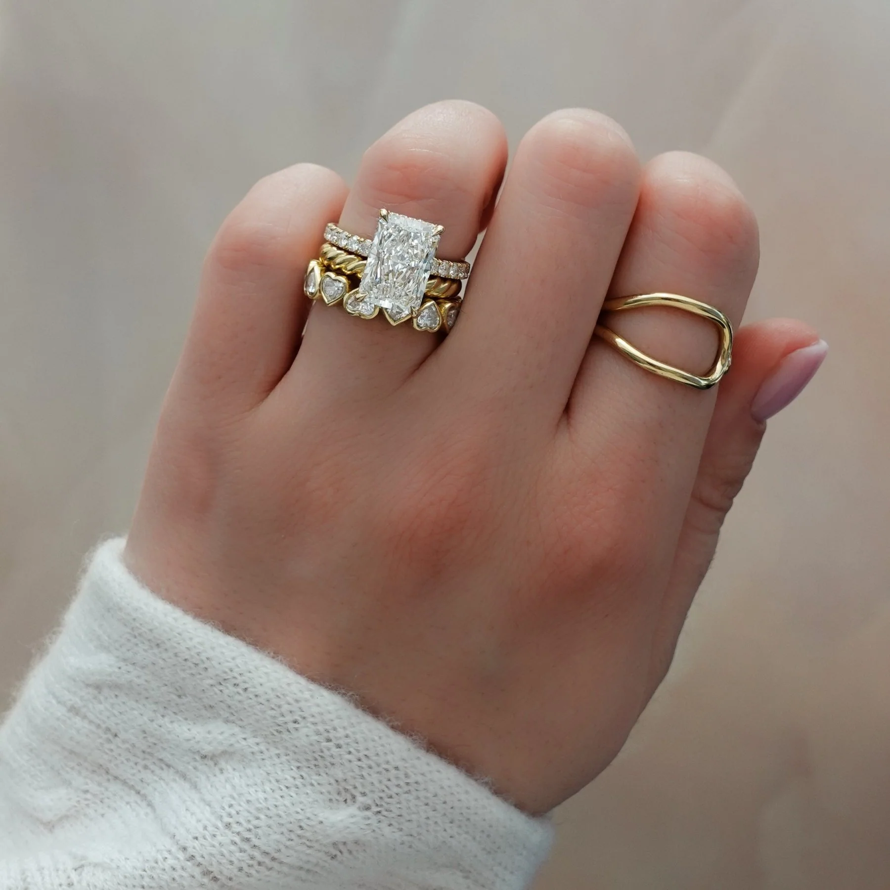 Zenith Engagement Ring With Elongated Radiant Cut Diamond - Image 2