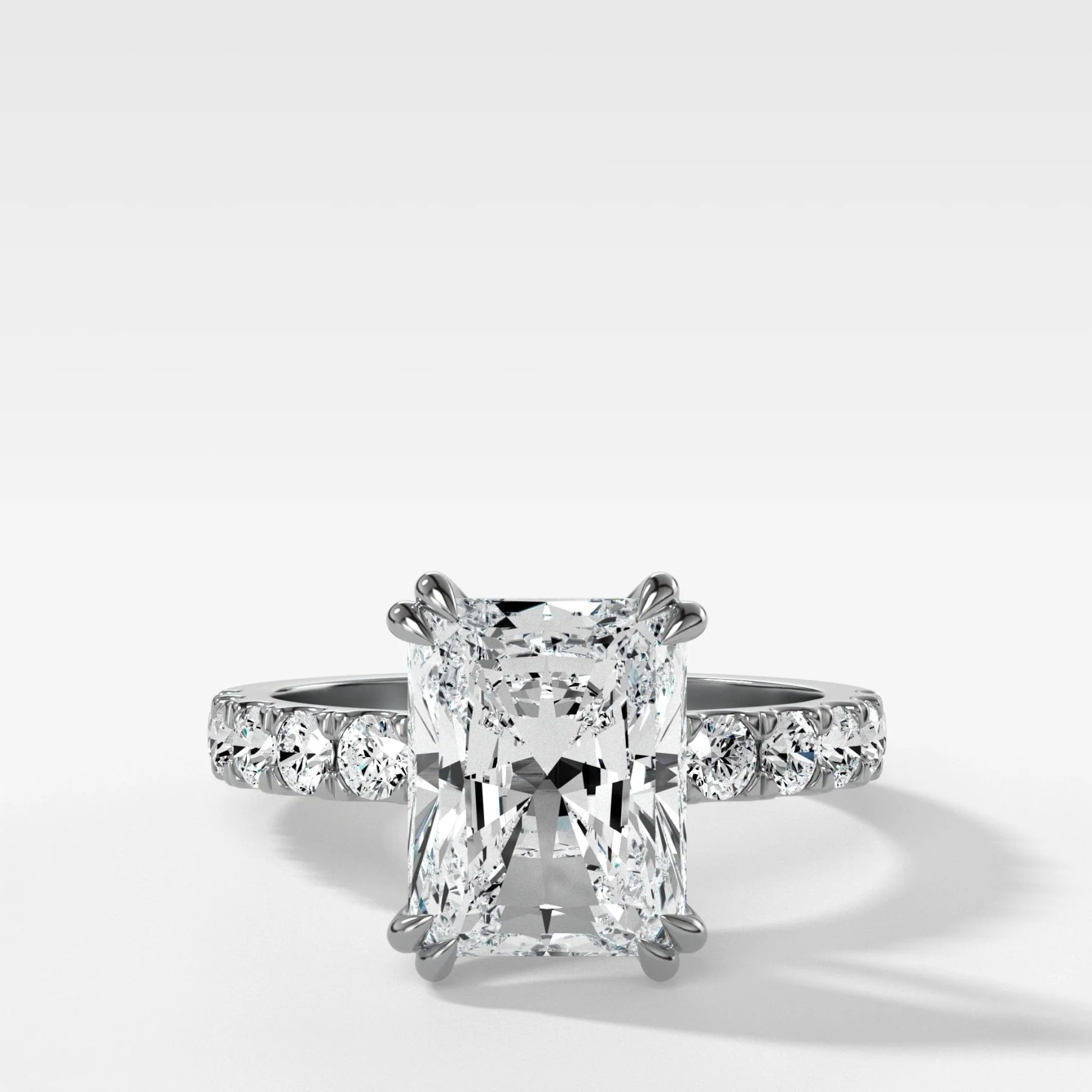 Zenith Engagement Ring With Elongated Radiant Cut Diamond - Image 3